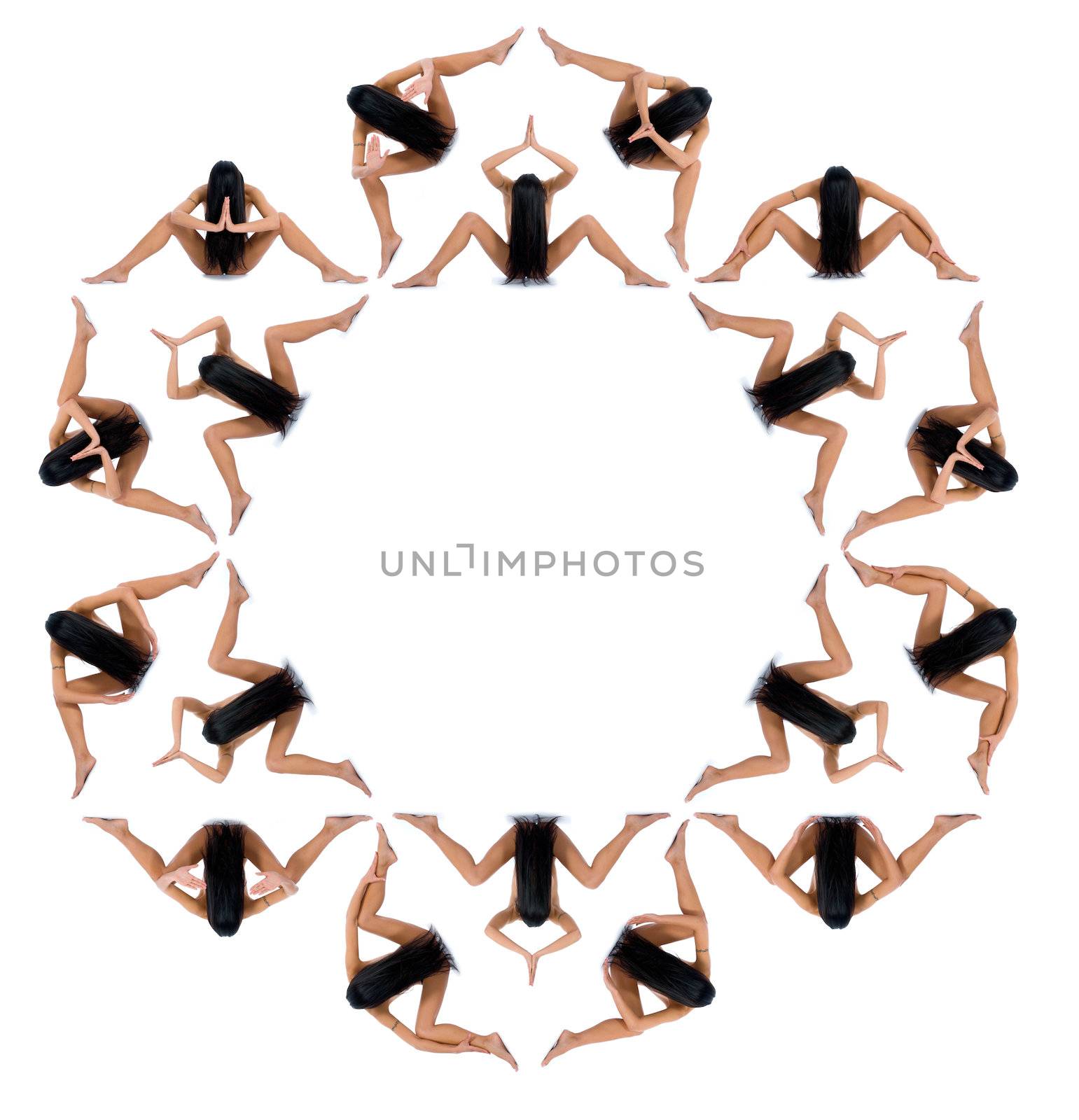 Nude girl on  white background