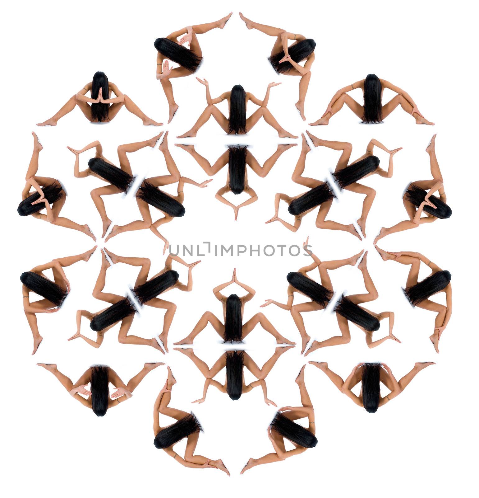 Nude girl on  white background