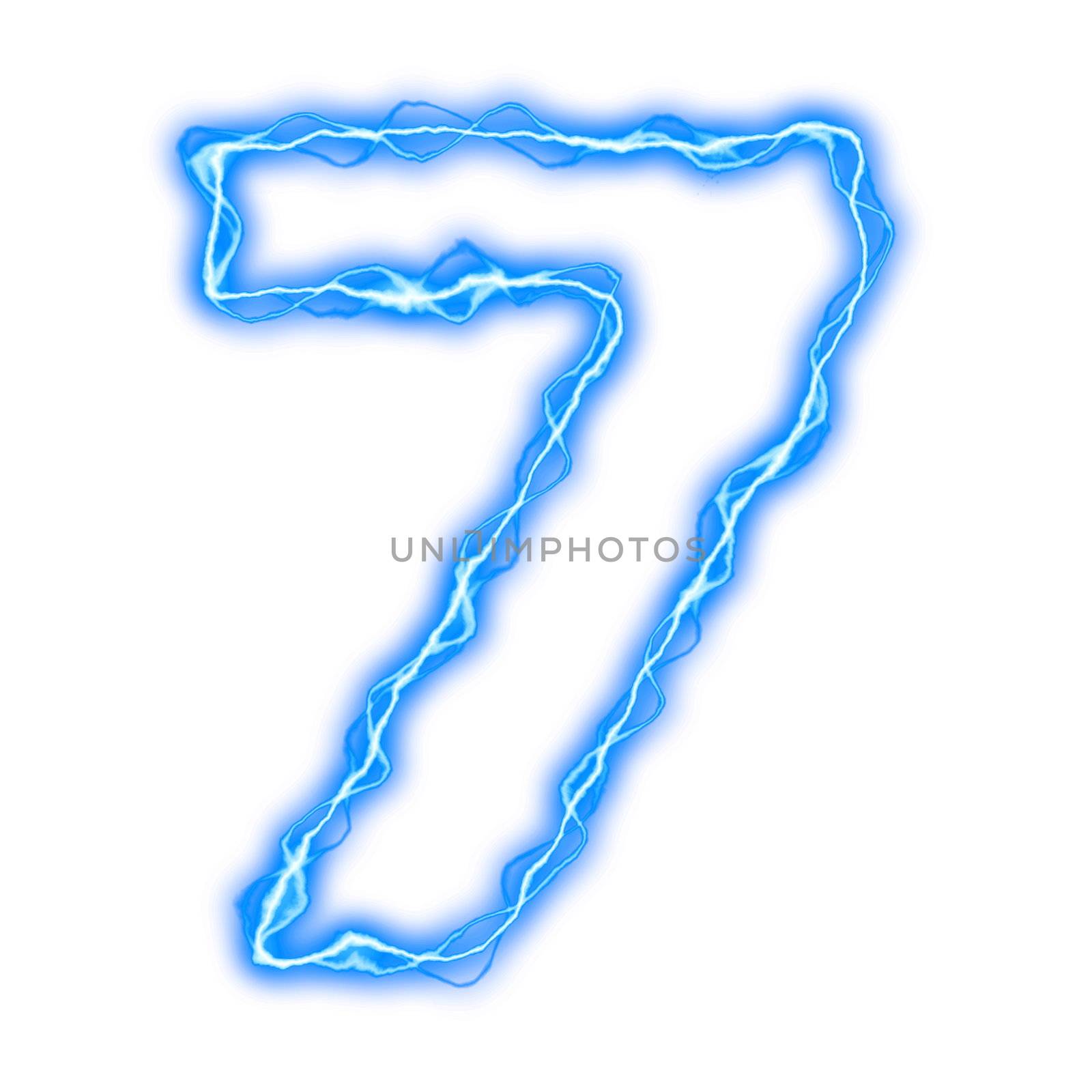 alphabet of blue lightning letters and numbers