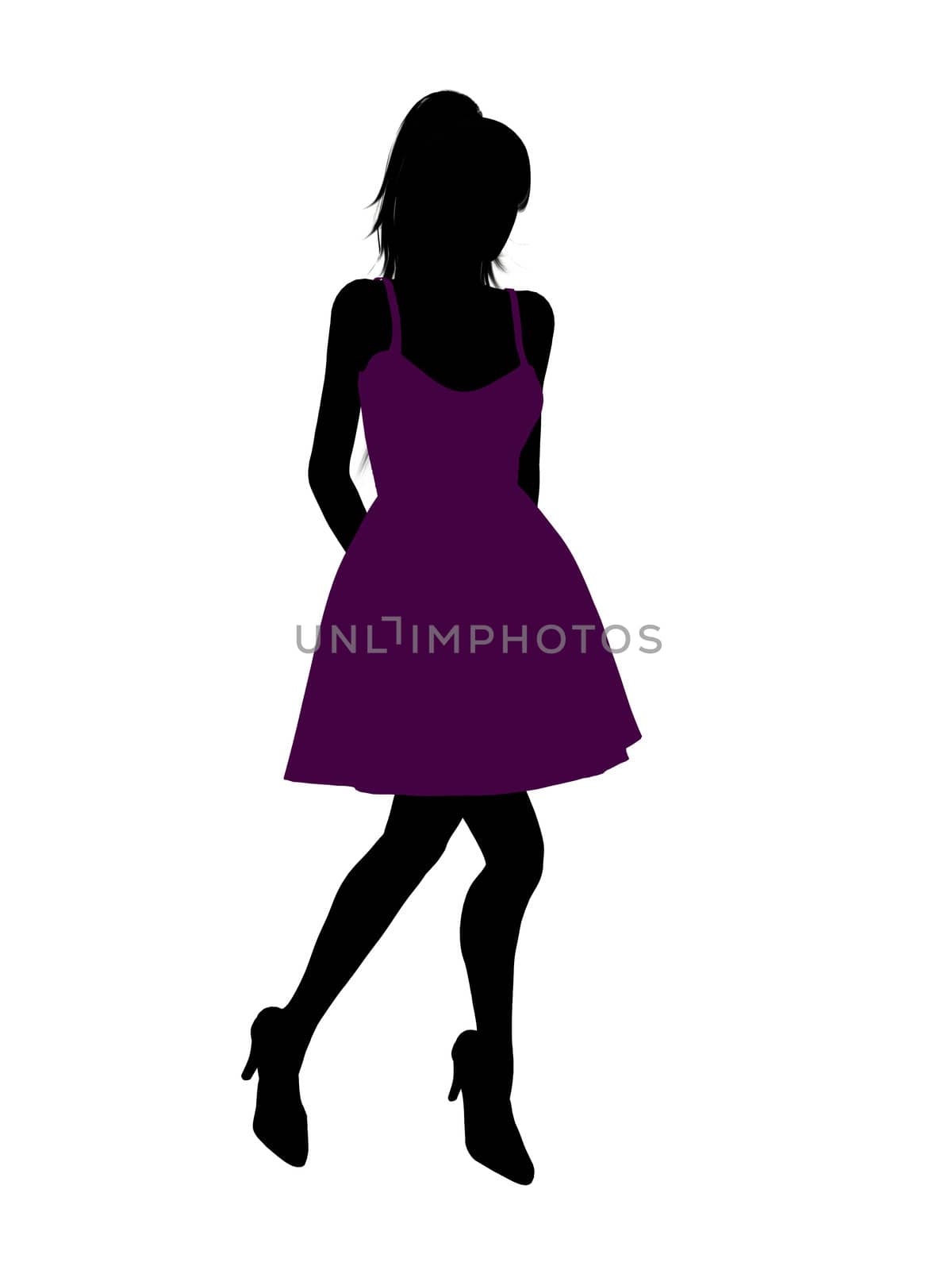 Casual dressed female silhouette on a white background