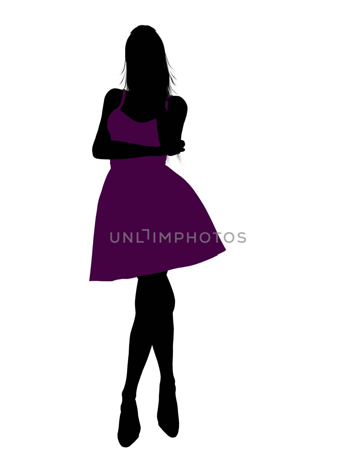 Casual dressed female silhouette on a white background