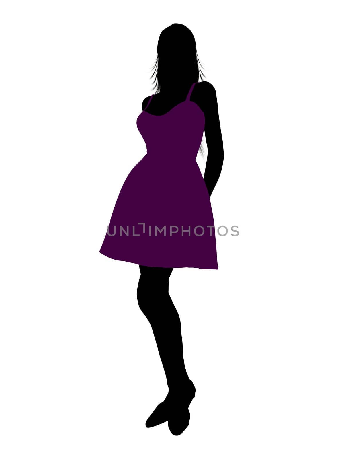 Casual dressed female silhouette on a white background