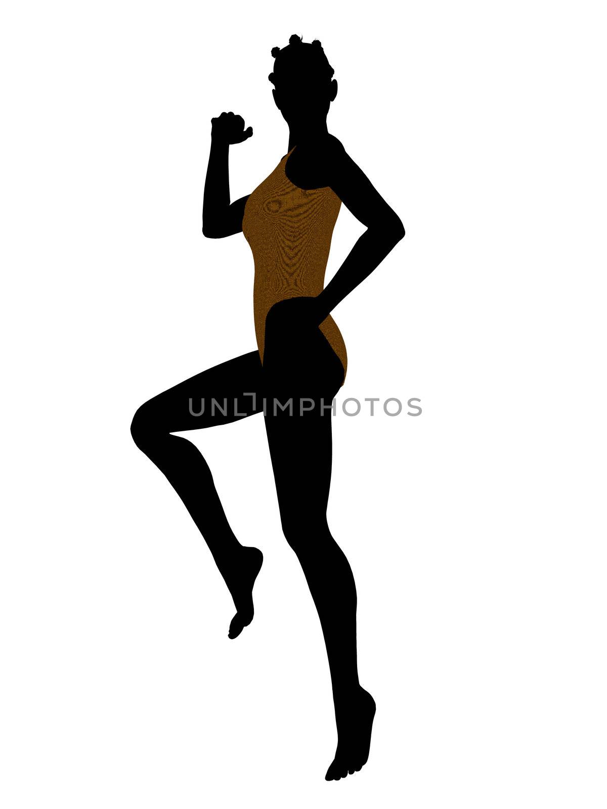 African american female swimsuit illustration silhouette on a white background