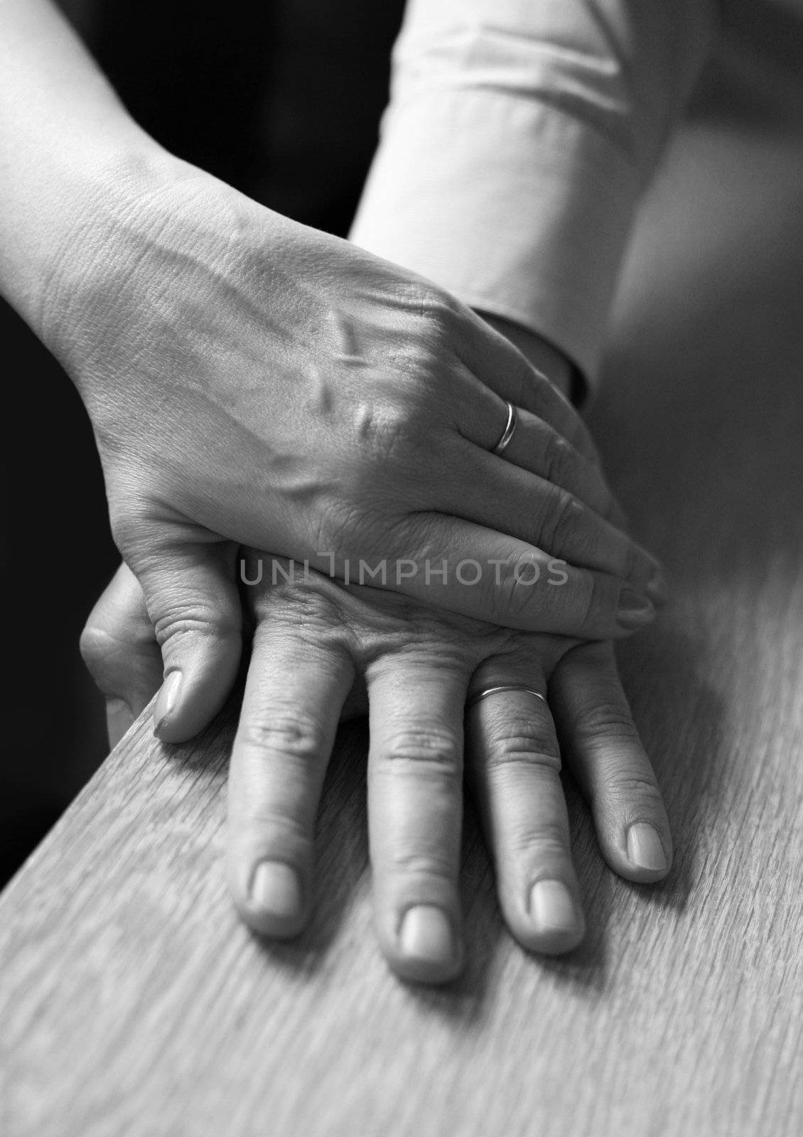 Hands of the adult of the man and the woman