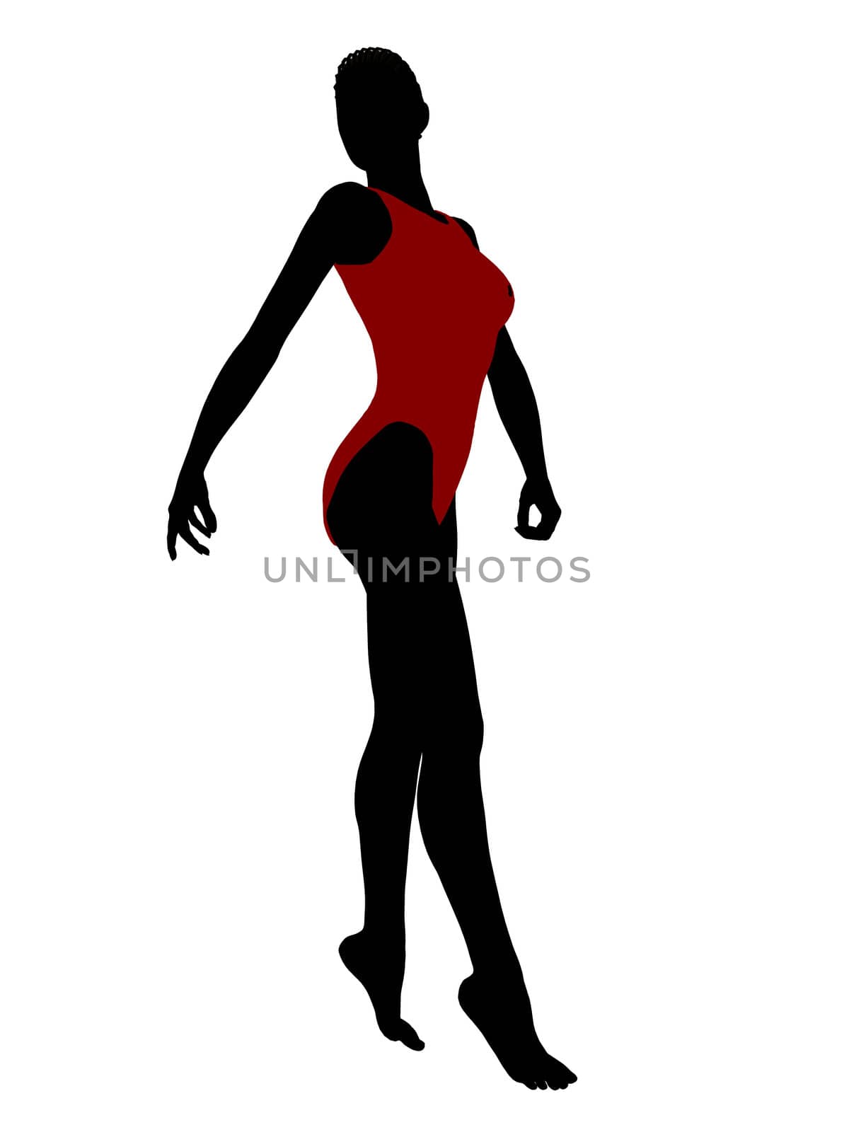 African american female swimsuit illustration silhouette on a white background