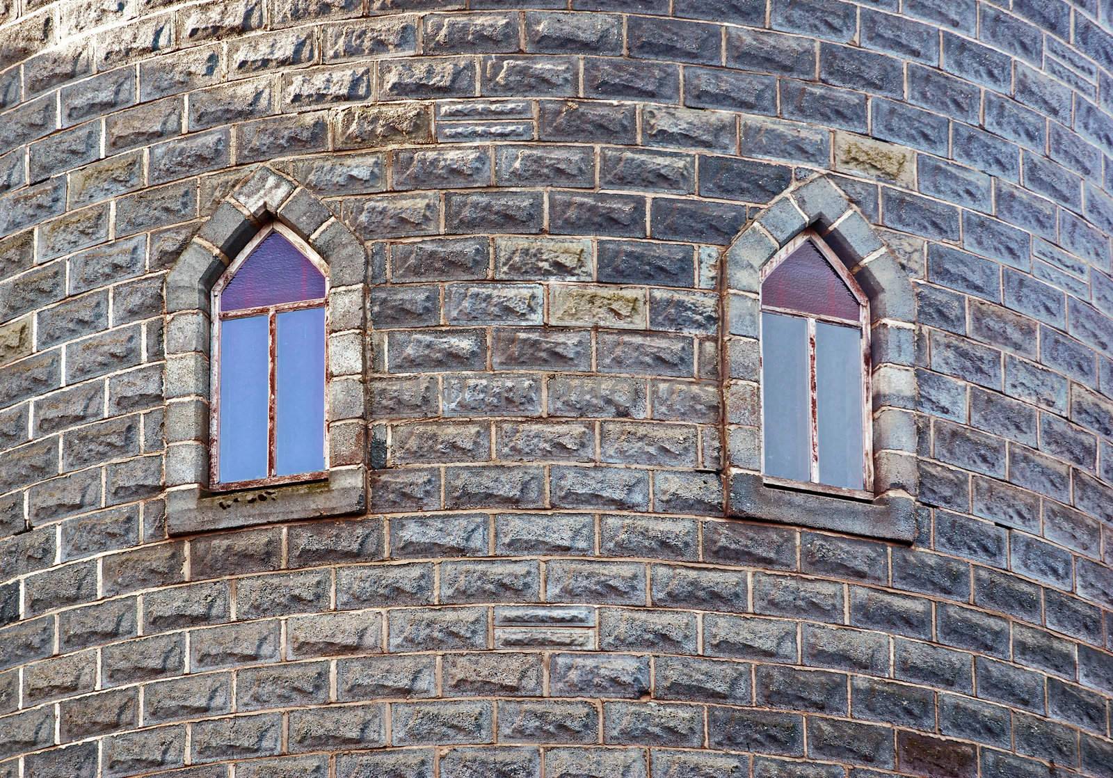 two old windows in the castles tower wall