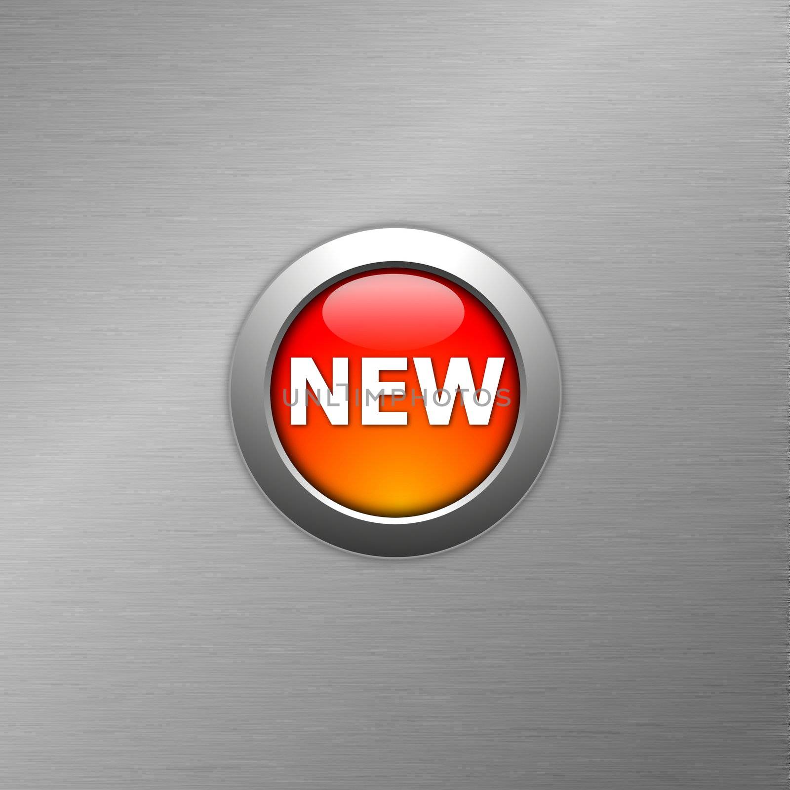 red new button on metal a background