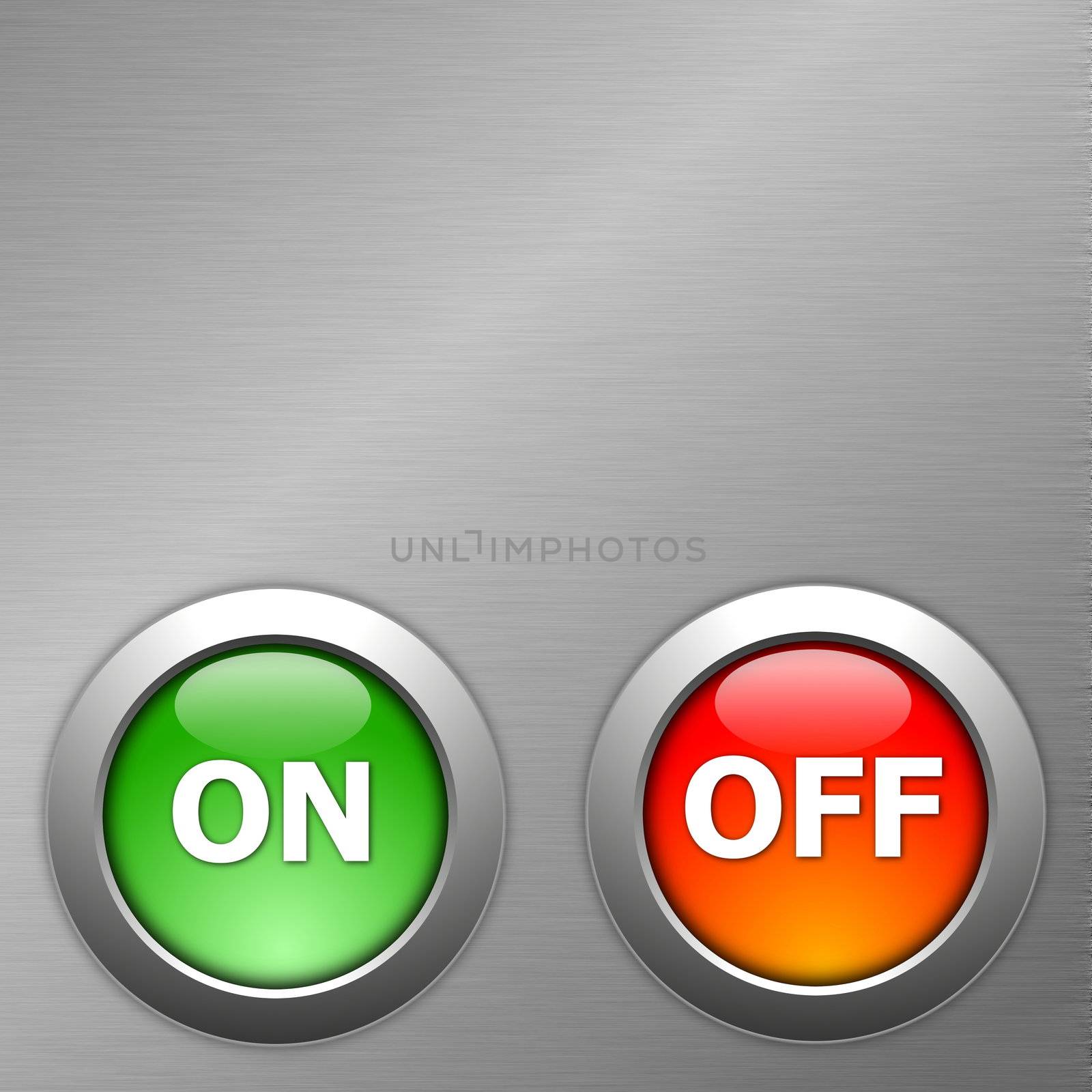 on and off button on metal background