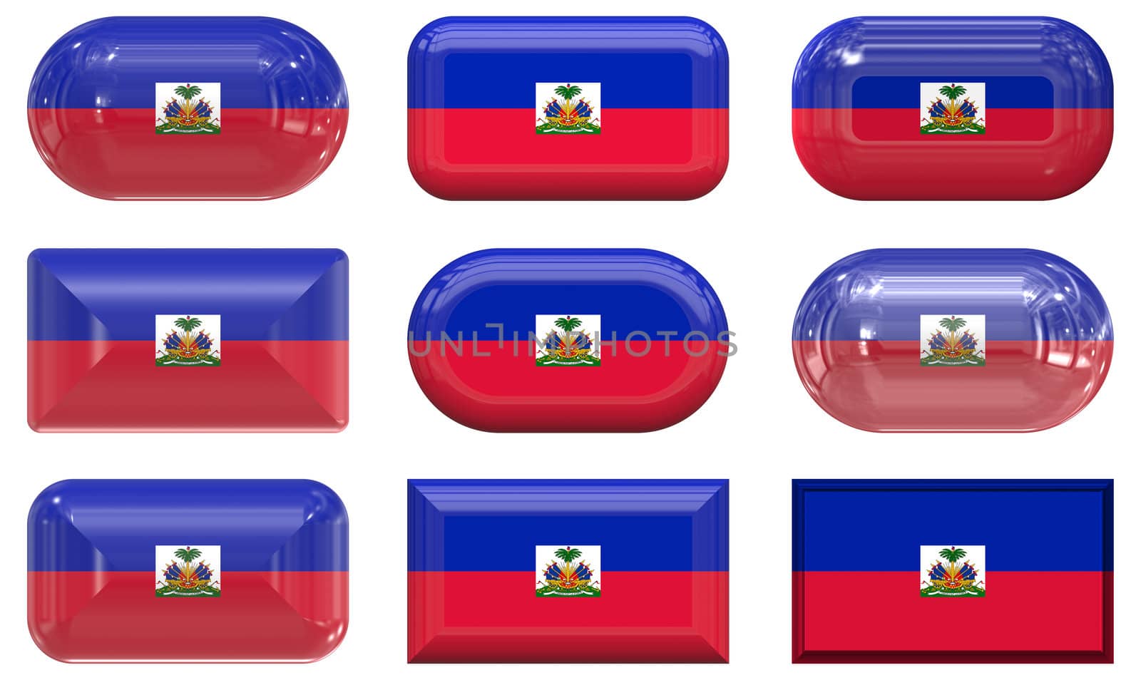nine glass buttons of the Flag of Haiti