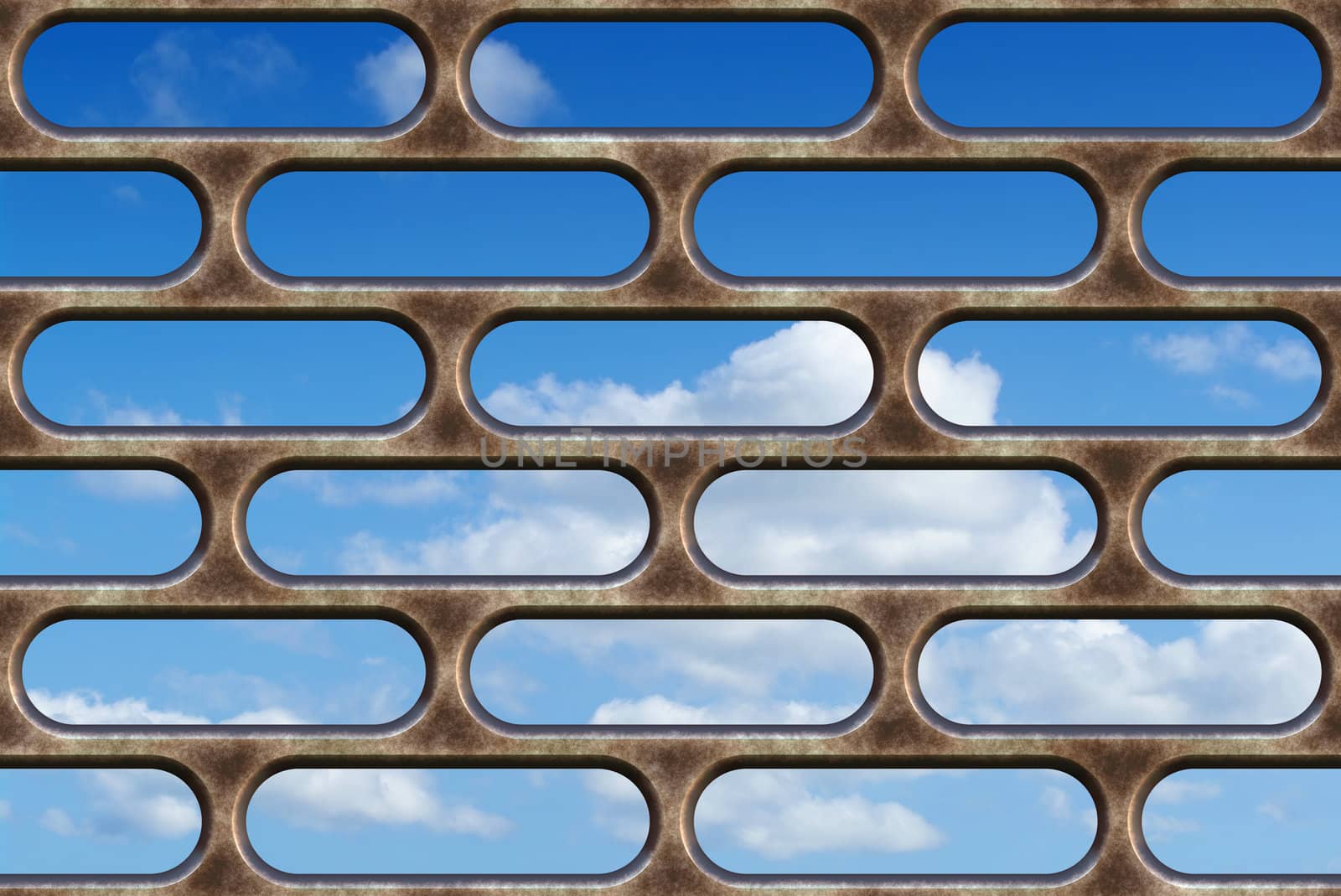 great image of a perfect blue sky through the bars or grill