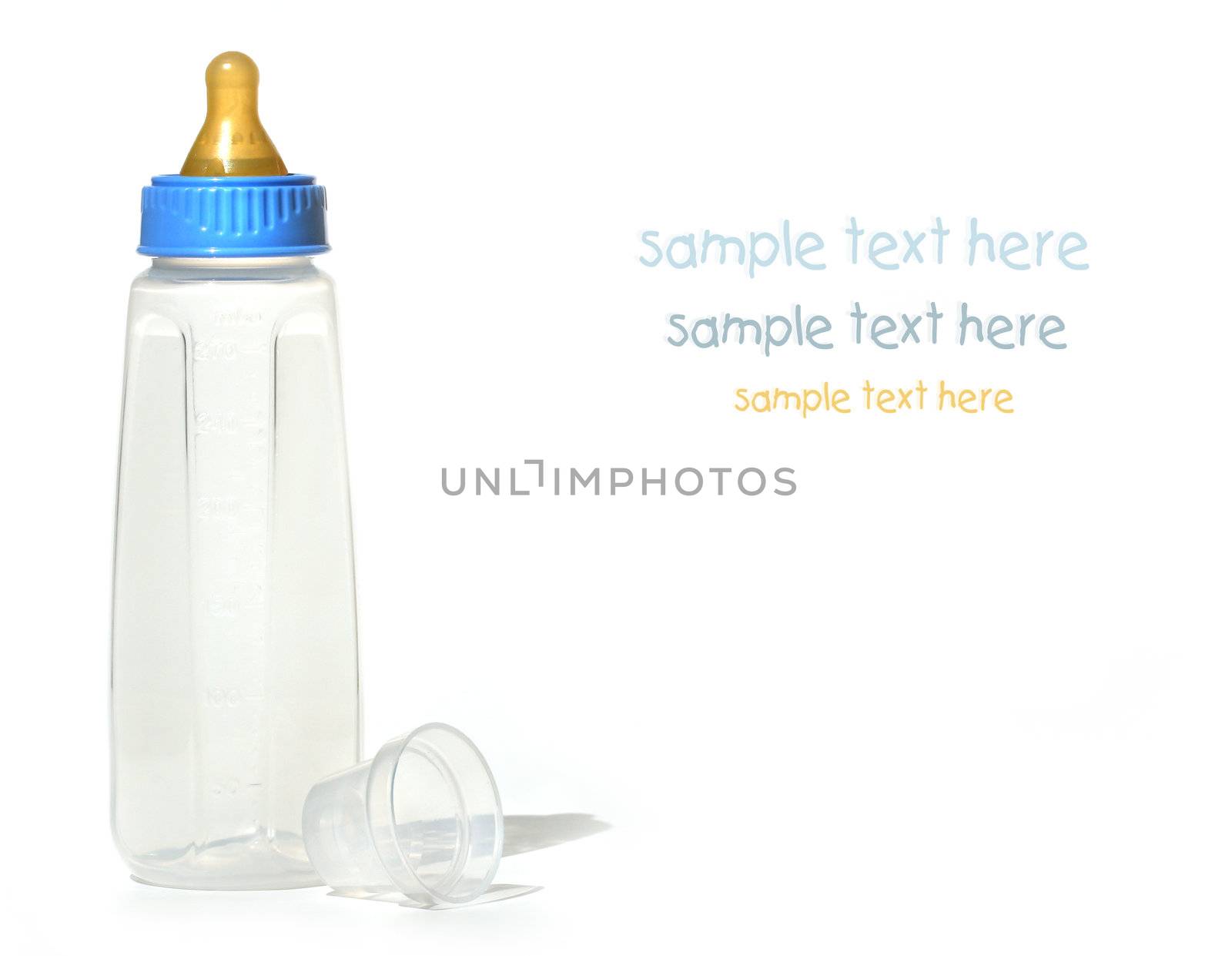 Baby bottle isolated against white background by Sandralise