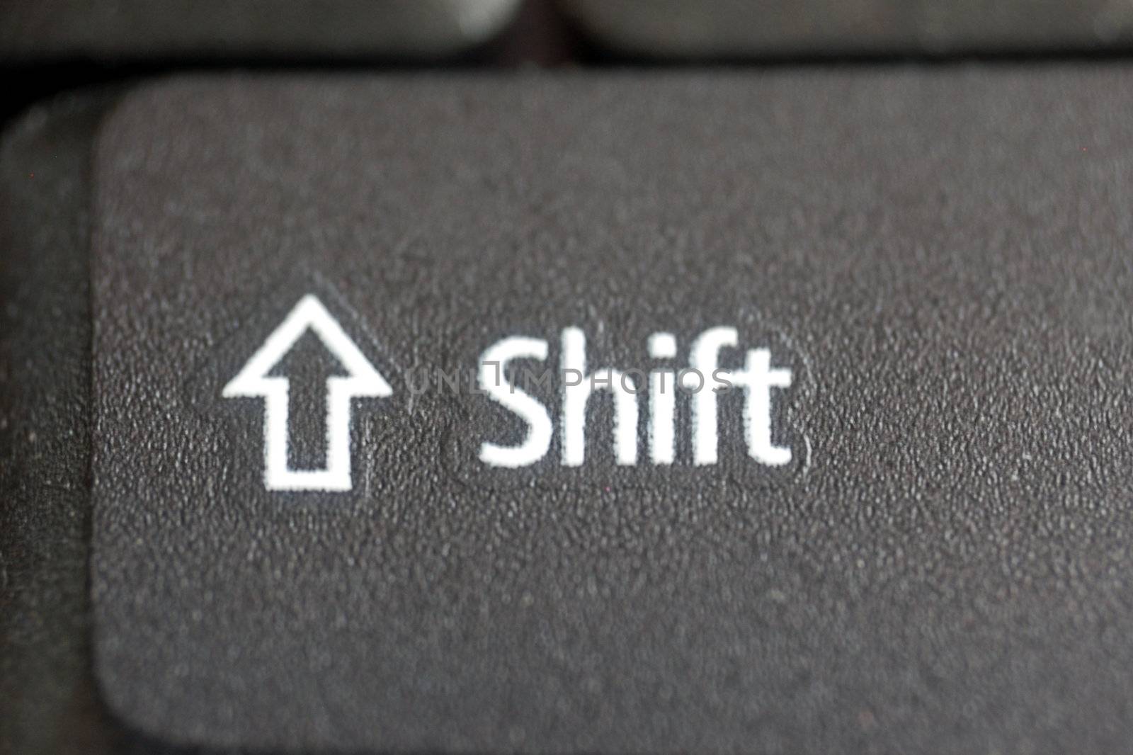 macro of Shift button of laptop