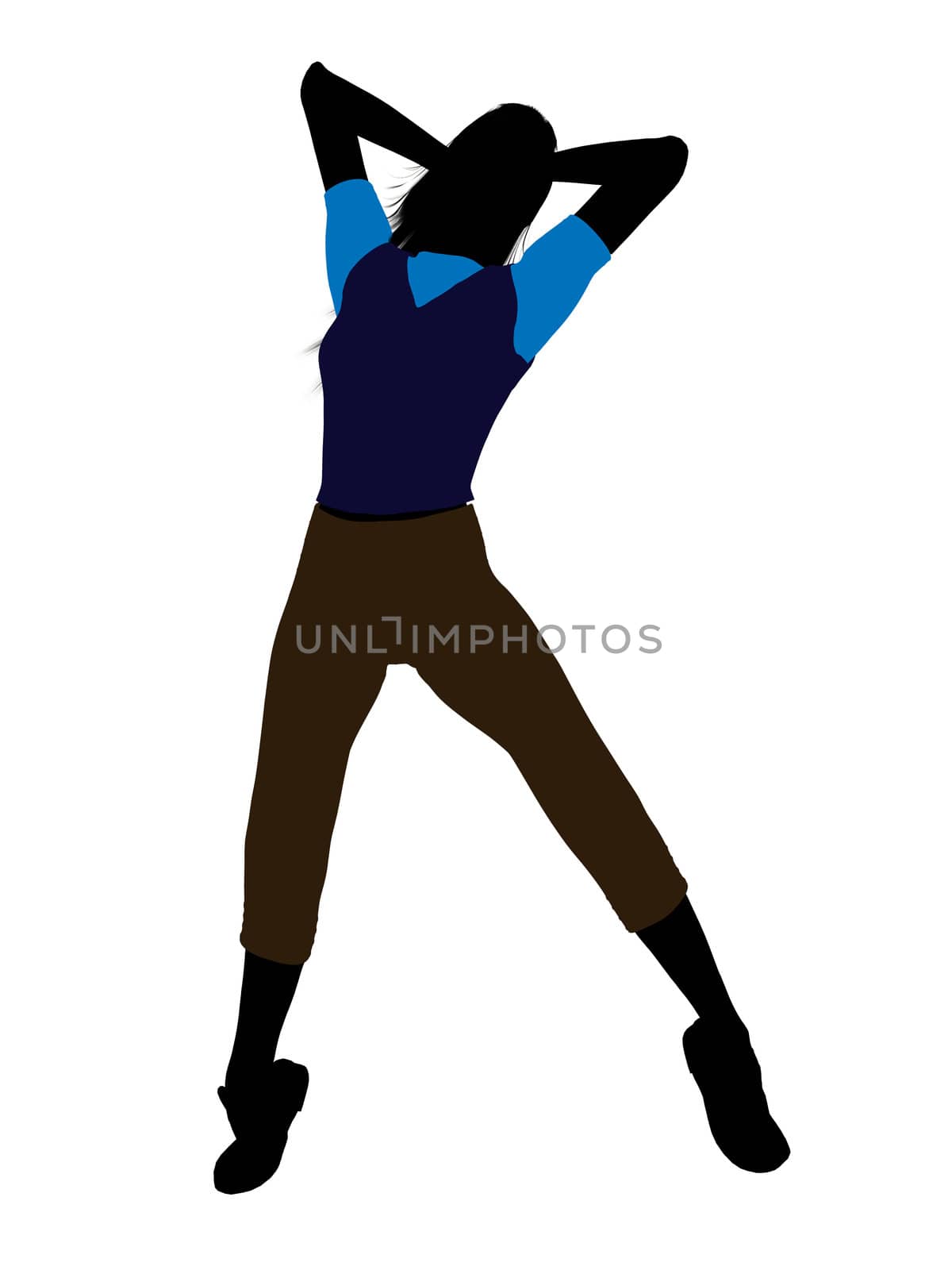 Casual dressed female silhouette on a white background