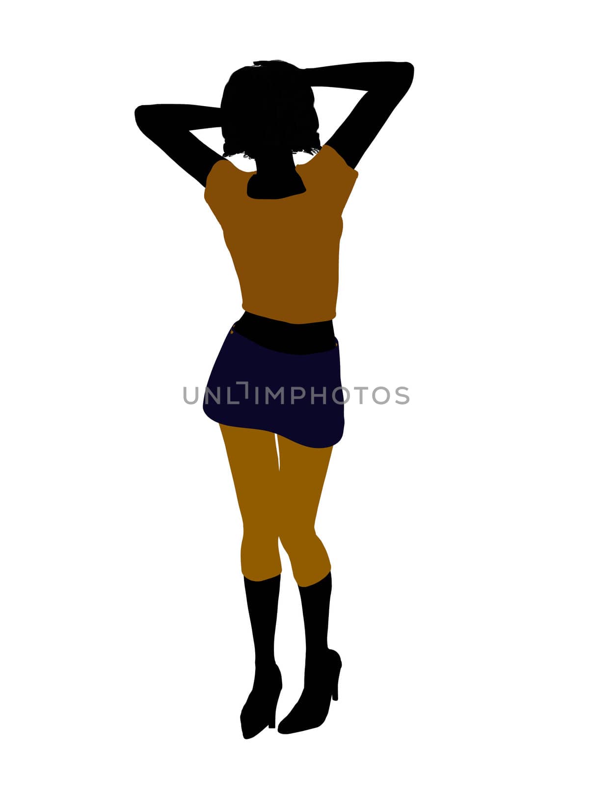 Casual dressed female silhouette on a white background