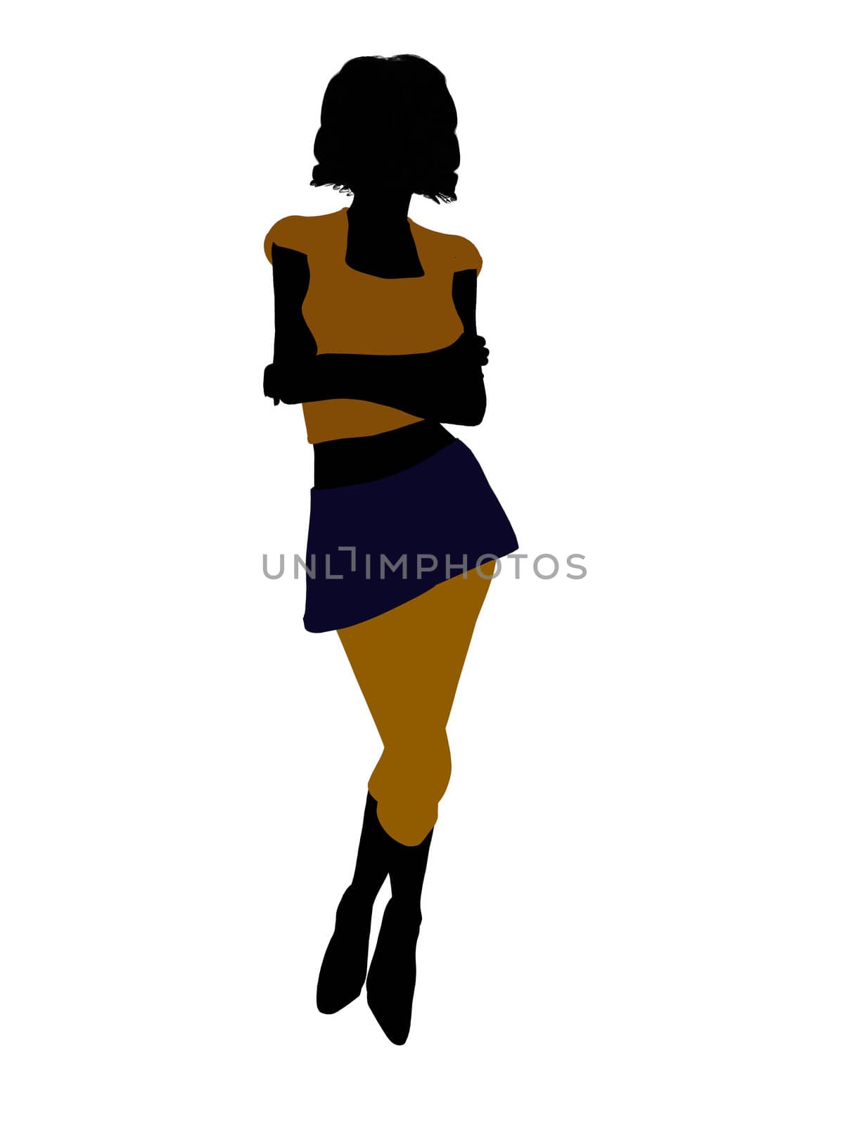 Casual dressed female silhouette on a white background