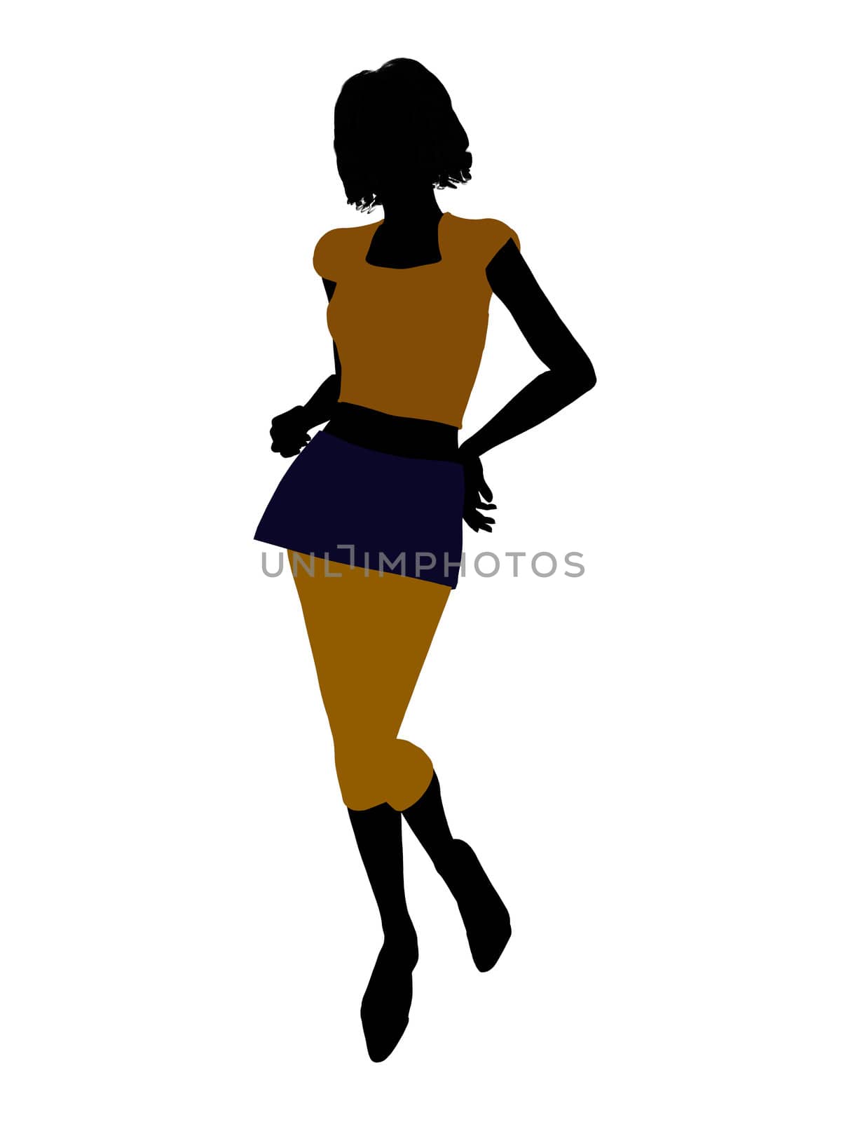 Casual dressed female silhouette on a white background