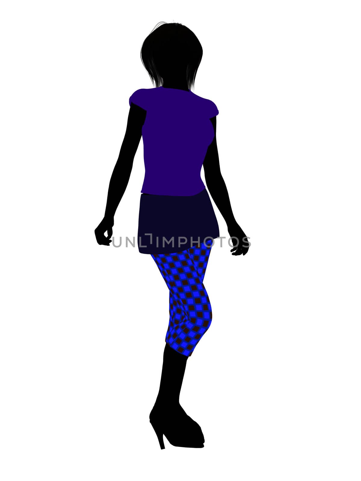 Casual dressed female silhouette on a white background