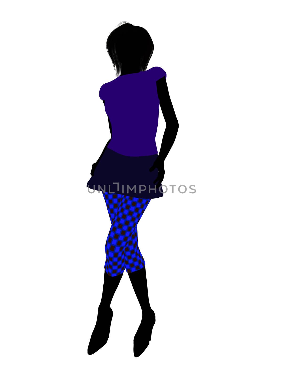 Casual dressed female silhouette on a white background