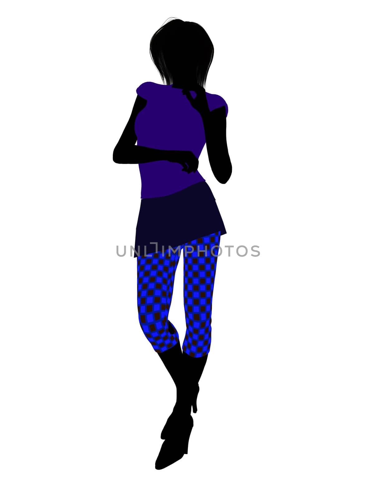 Casual dressed female silhouette on a white background