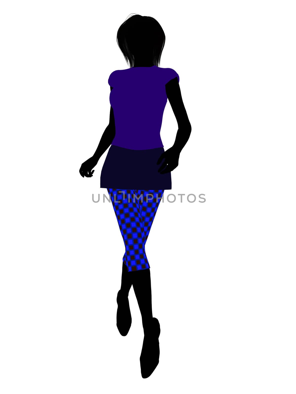 Casual dressed female silhouette on a white background