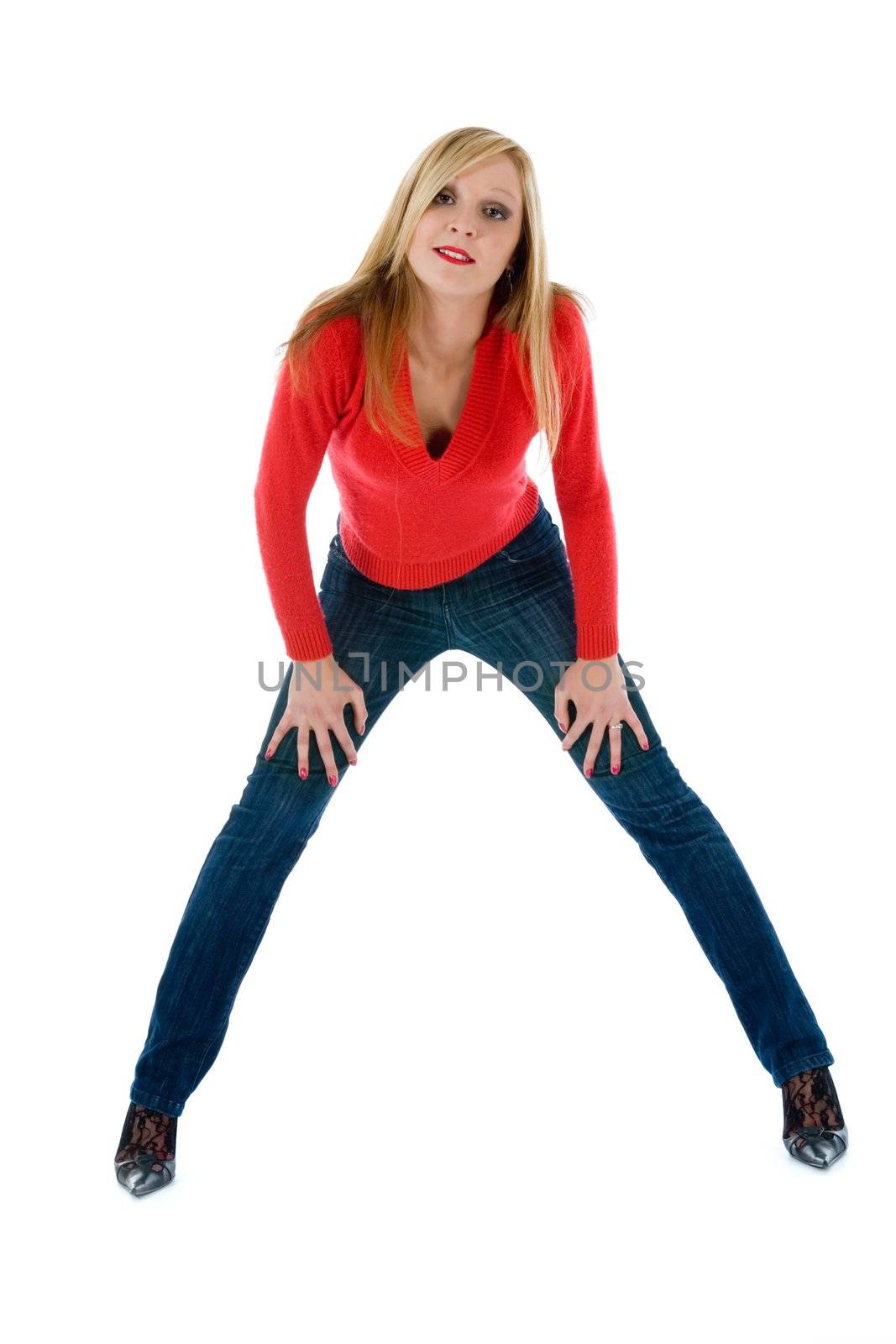 Portrait of the young beautiful girl on insulated background
