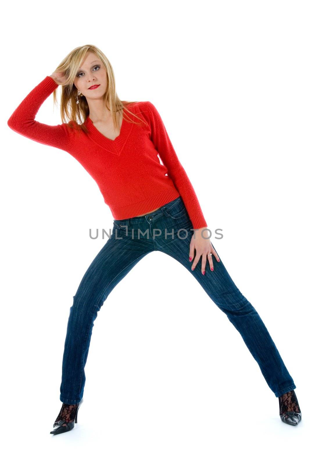 Portrait of the young beautiful girl on insulated background
