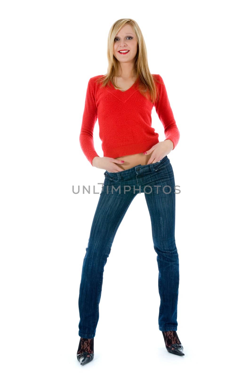 Portrait of the young beautiful girl on insulated background