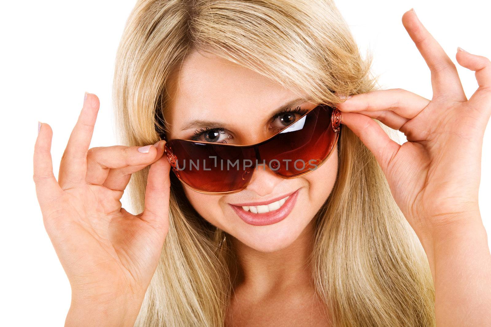 portrait of beauty blond in sunglasses
