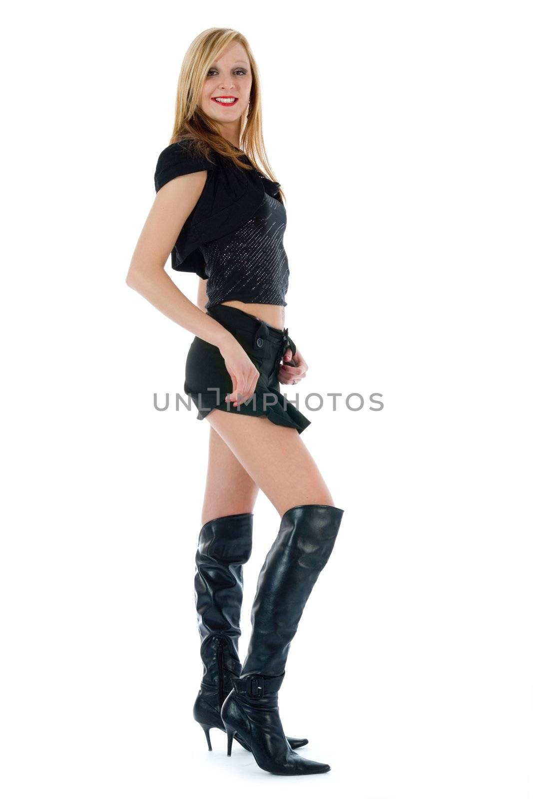 Portrait of the young beautiful girl on insulated background