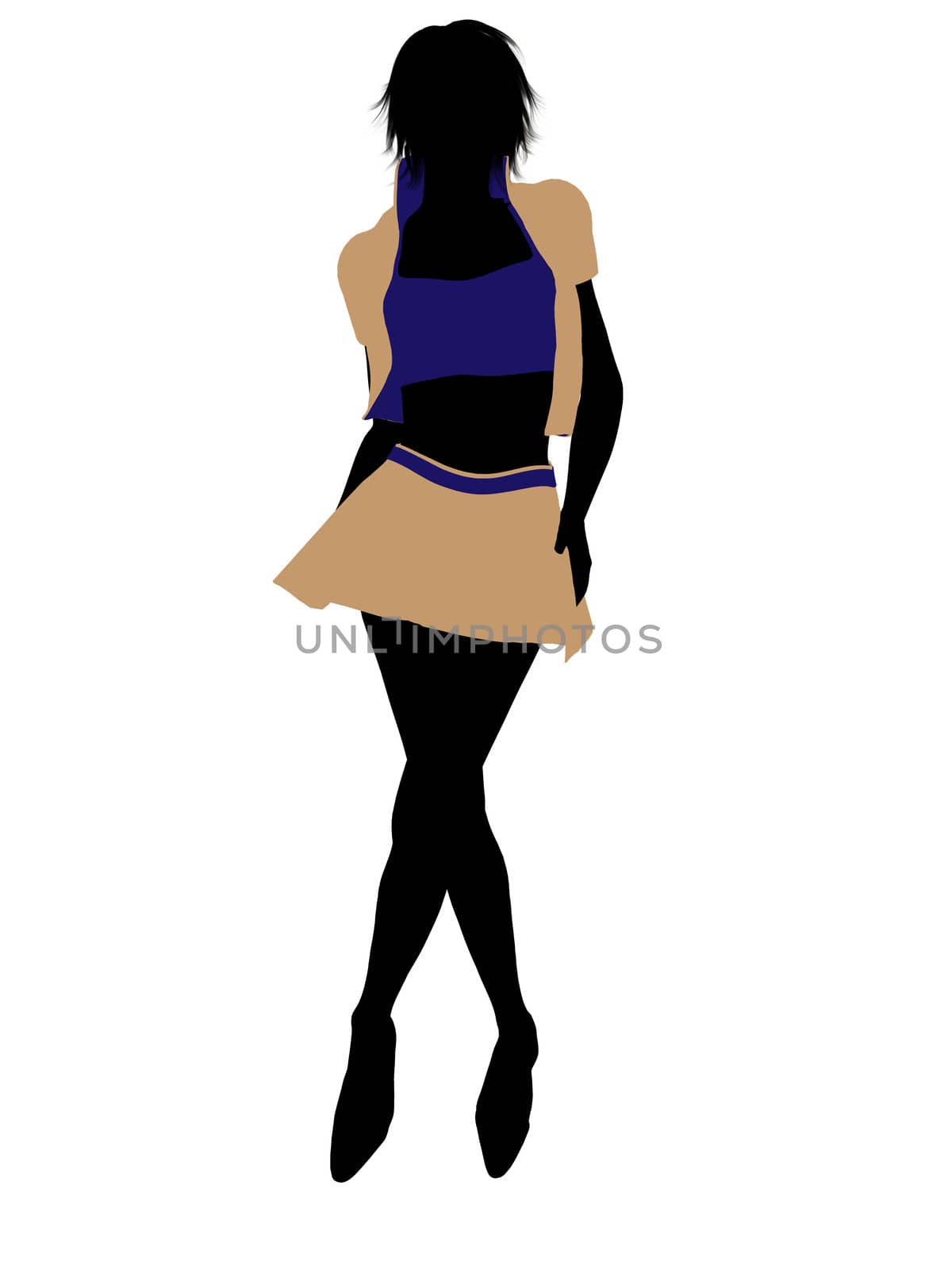 Casual dressed female silhouette on a white background
