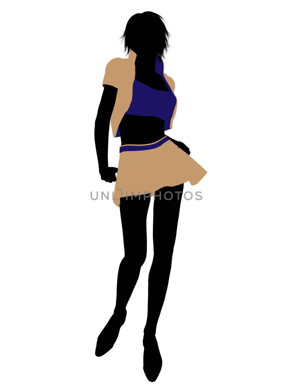 Casual dressed female silhouette on a white background