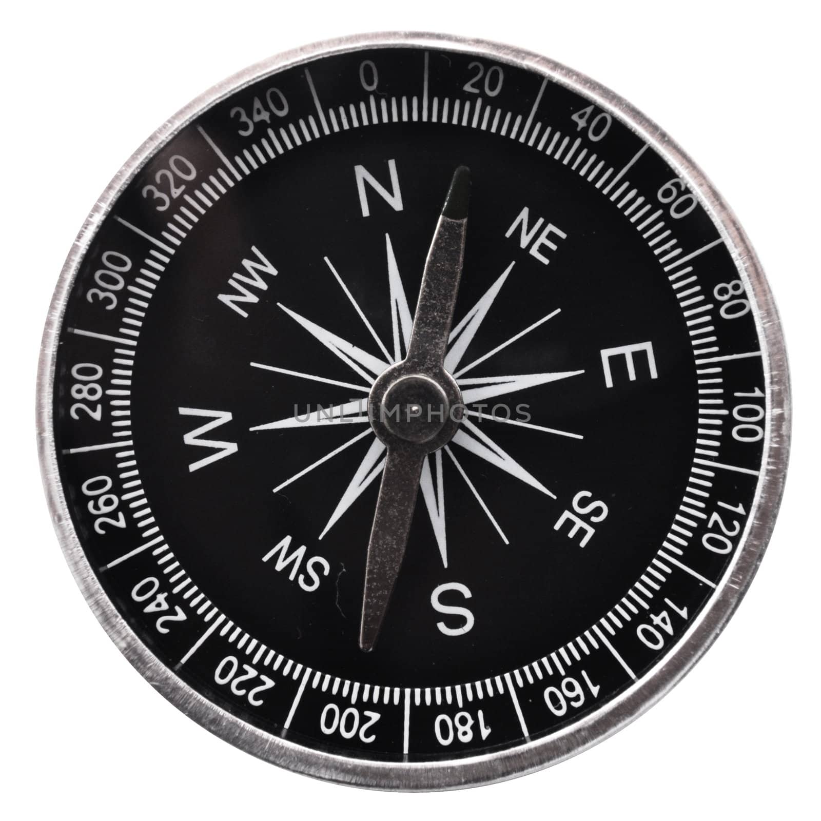 compass and white copyspace for text message