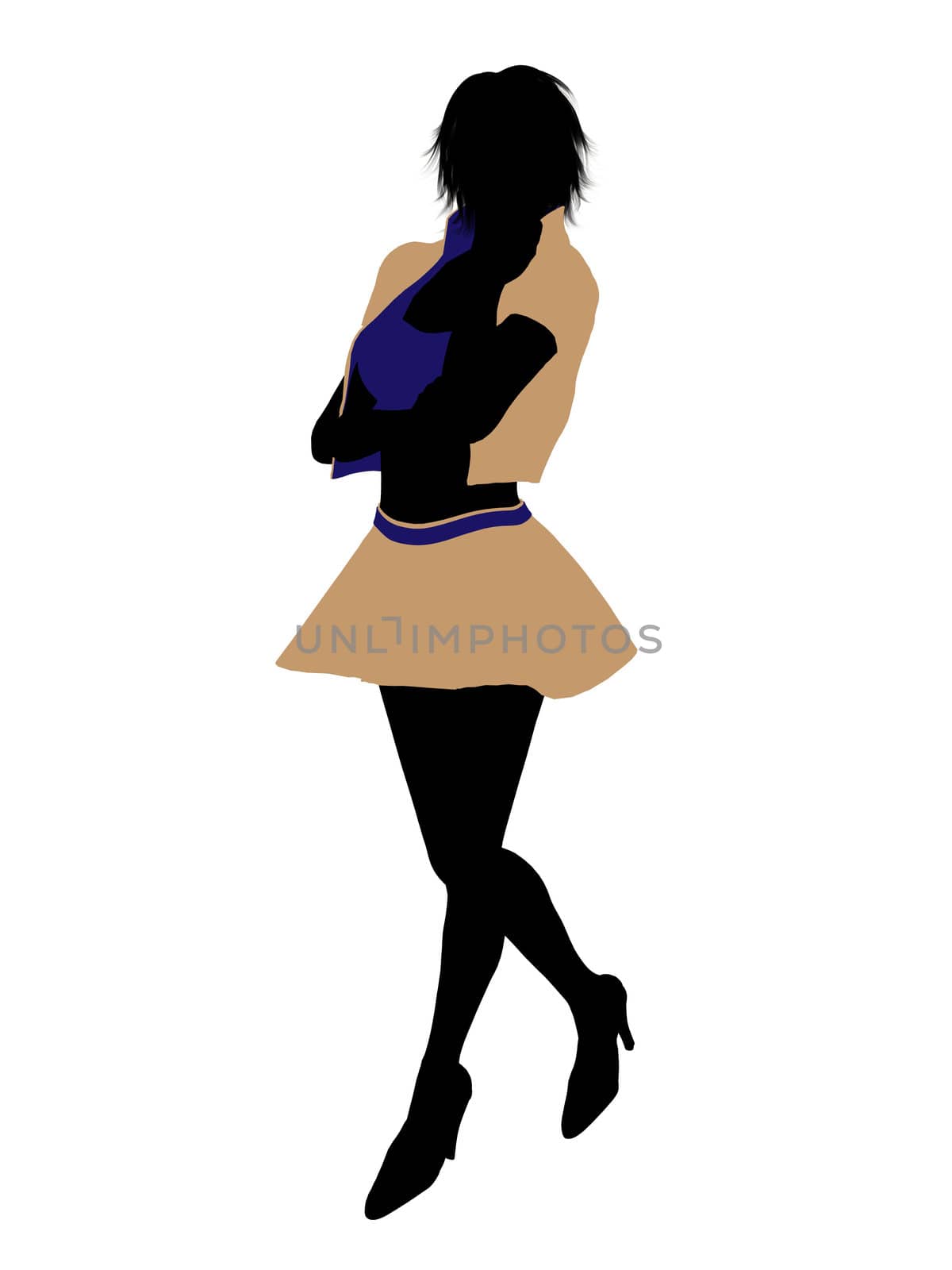Casual dressed female silhouette on a white background
