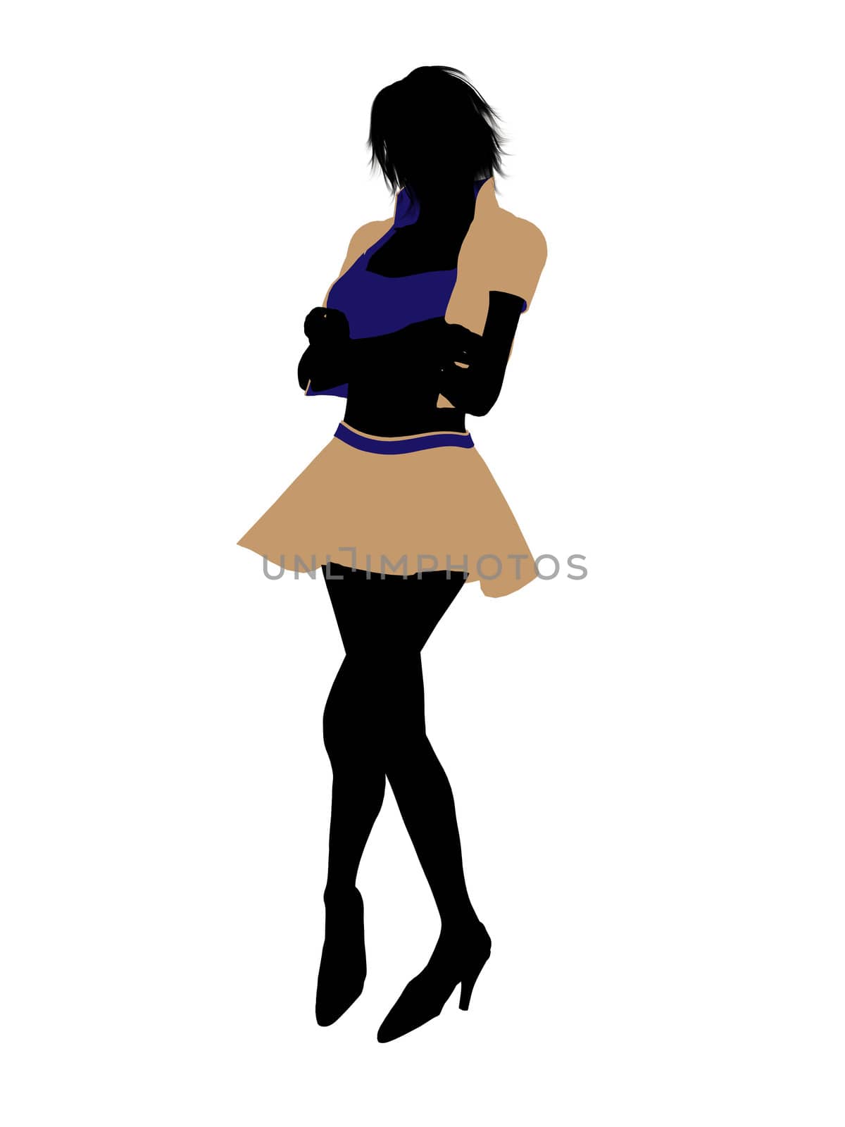 Casual dressed female silhouette on a white background