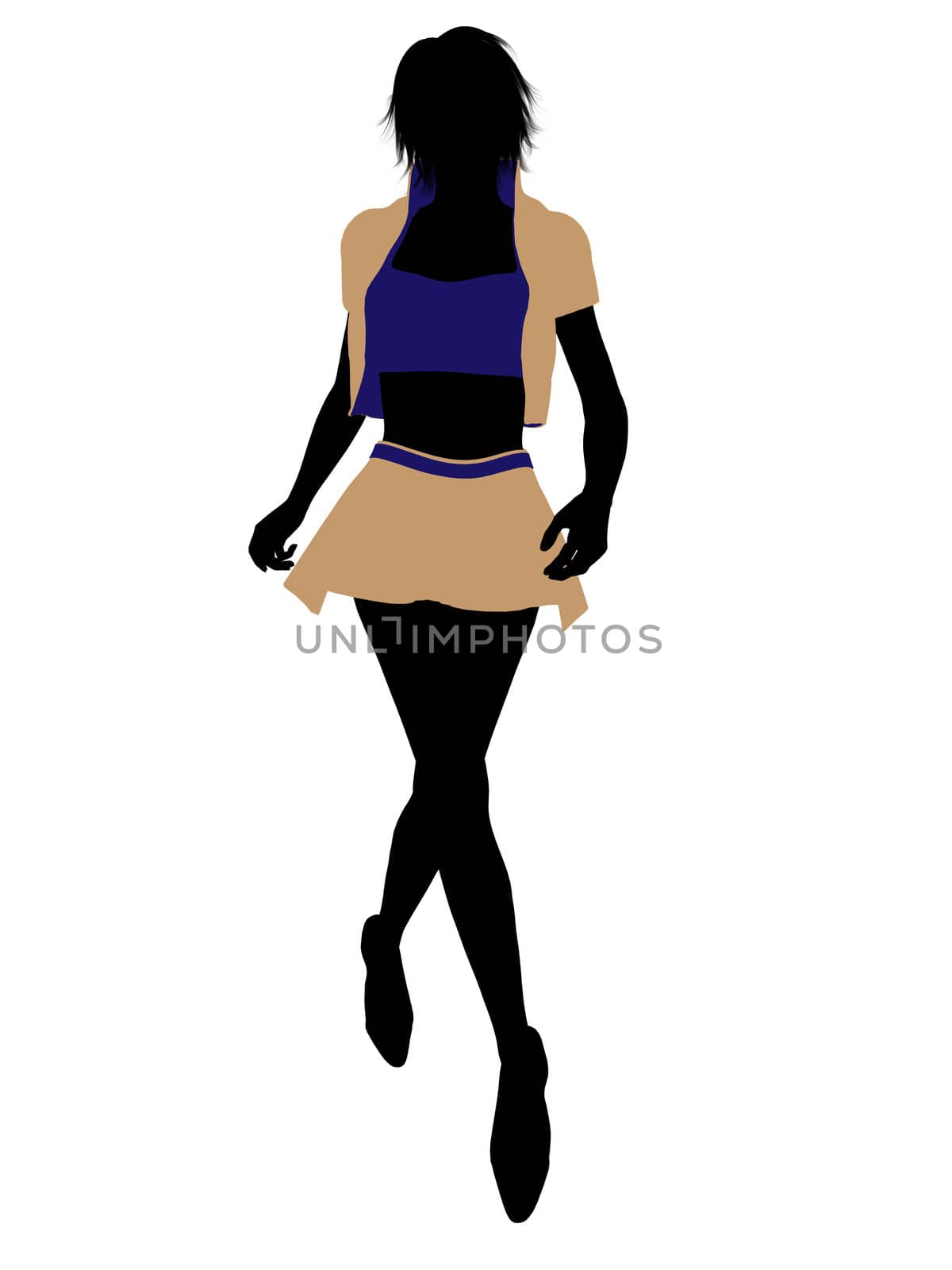 Casual dressed female silhouette on a white background