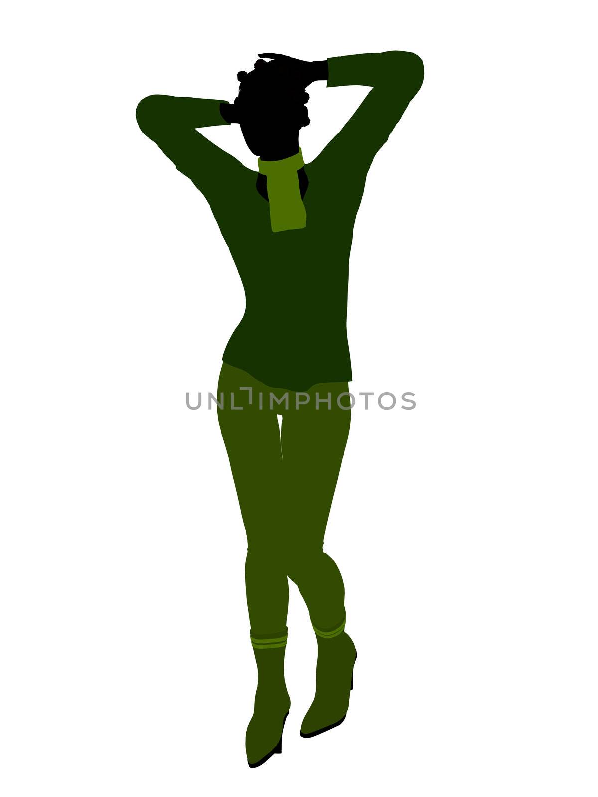 African american female business executive silhouette on a white background