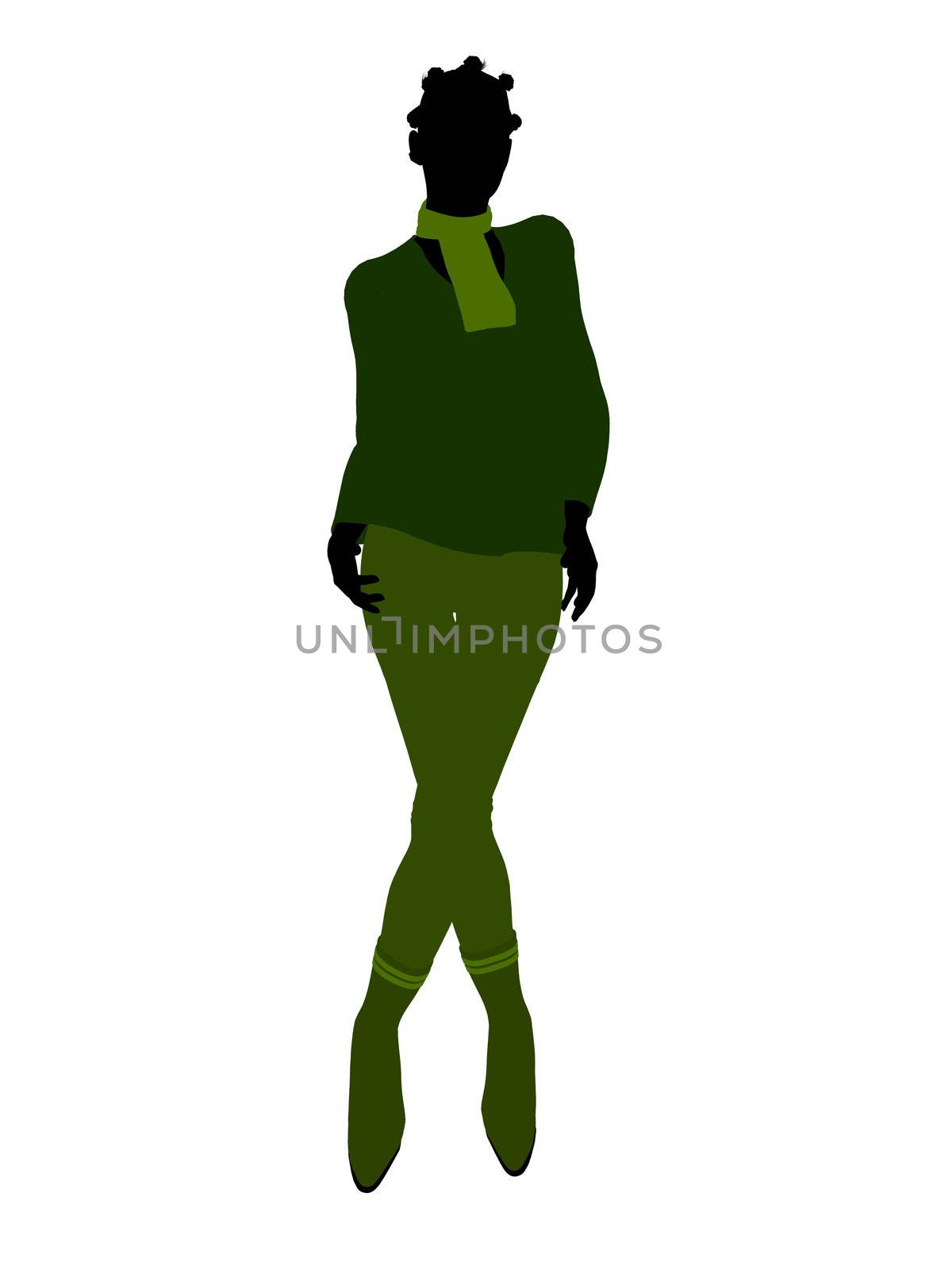 African american female business executive silhouette on a white background