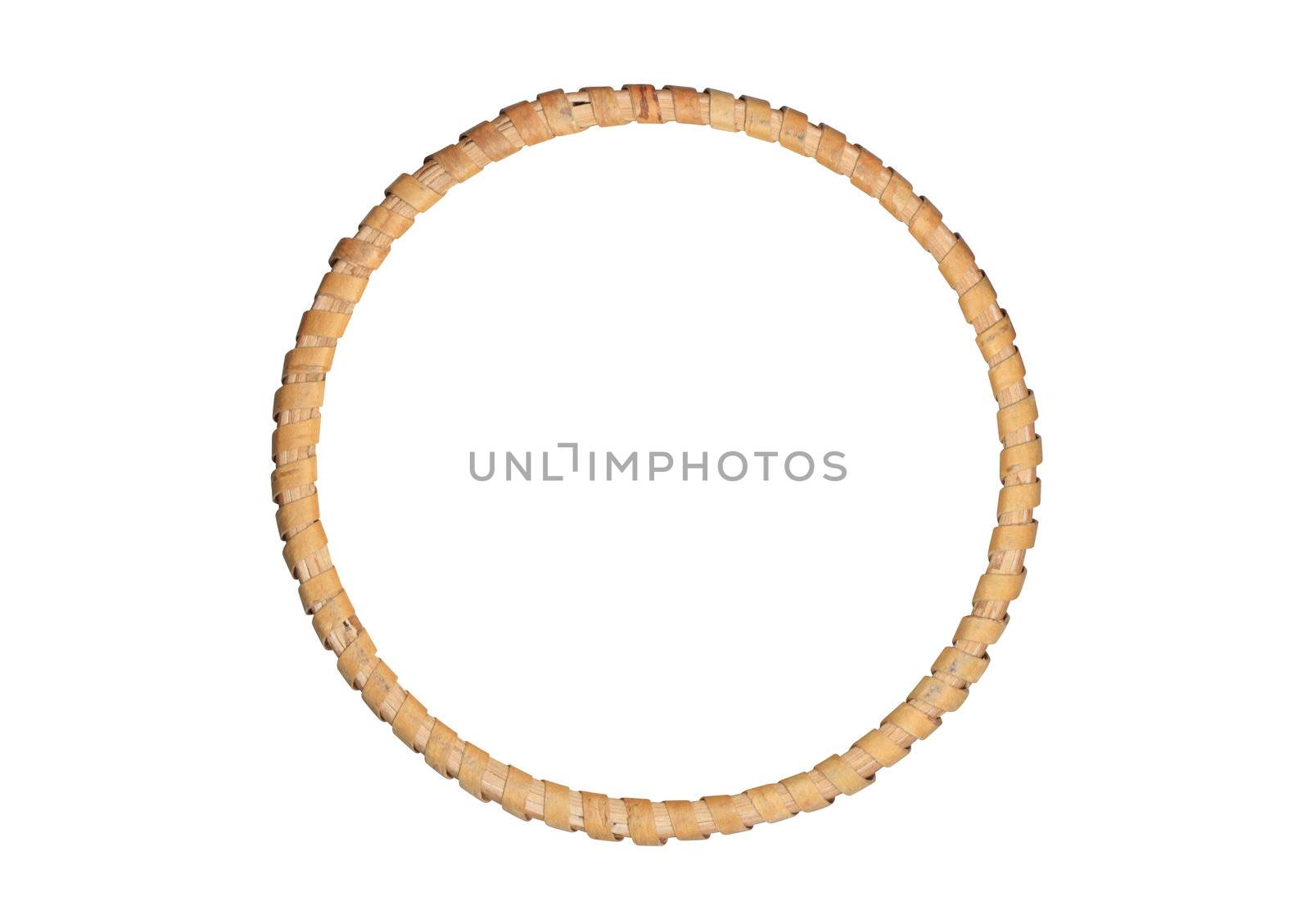Nice round picture wooden frame isolated on white background with clipping path