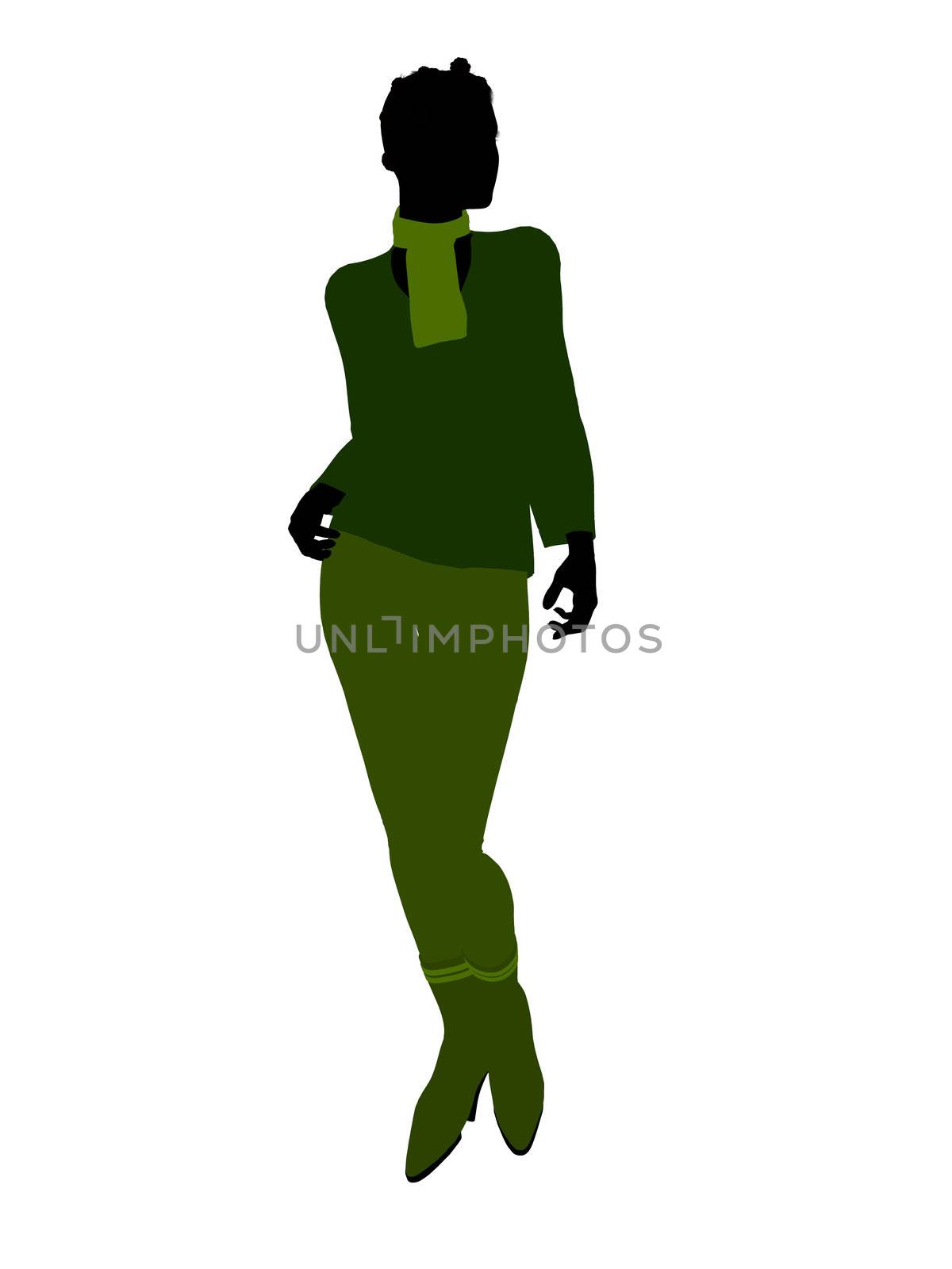 African american female business executive silhouette on a white background