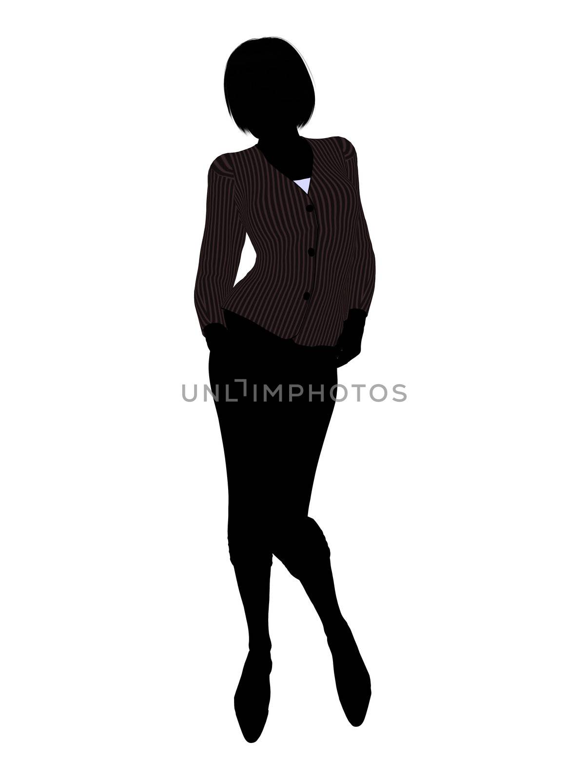 Female business executive silhouette on a white background