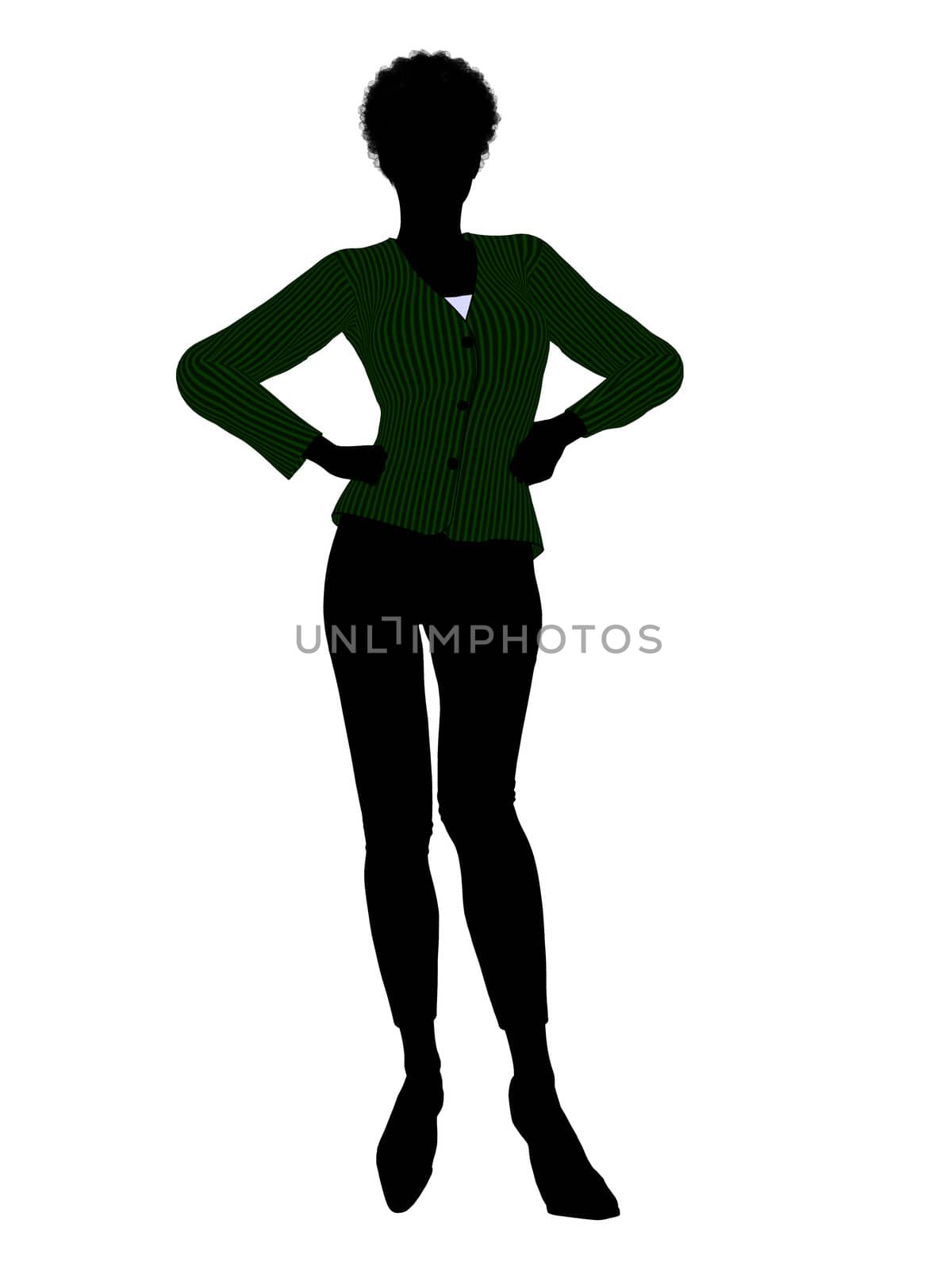African american female business executive silhouette on a white background