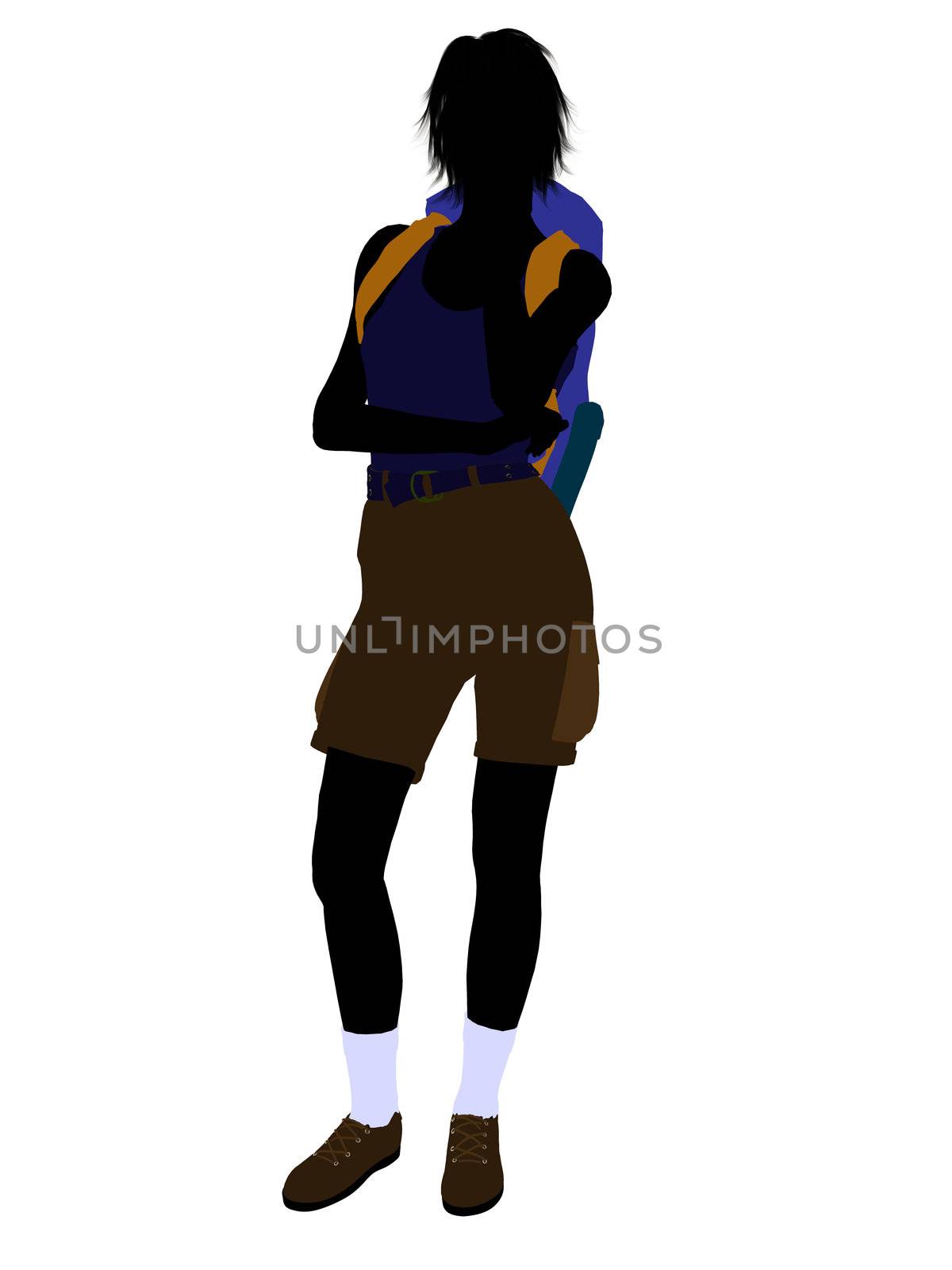 Girl hiker illustration silhouette on a white background