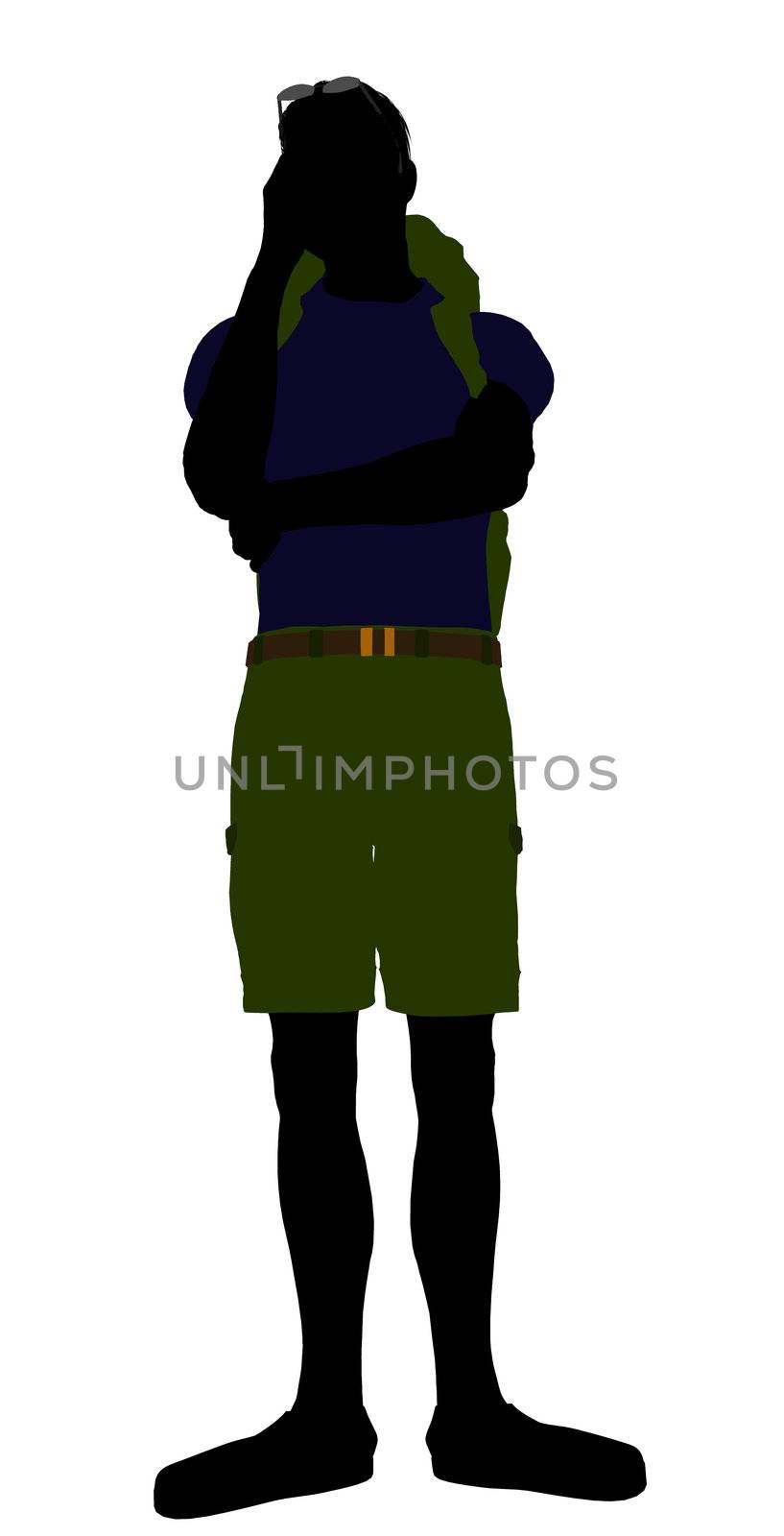 Guy hiker illustration silhouette on a white background