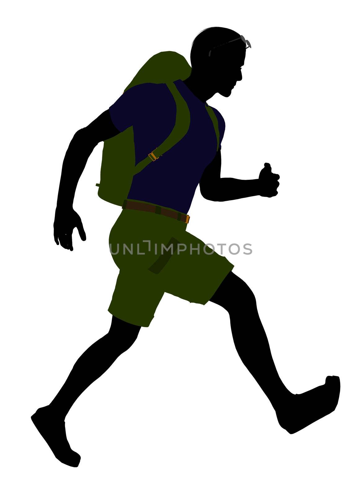 Guy hiker illustration silhouette on a white background