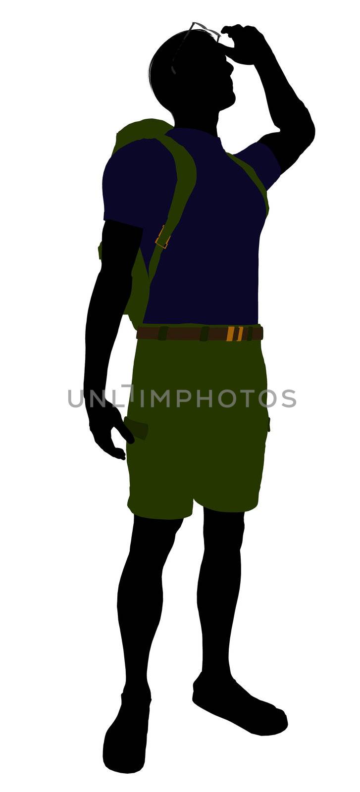 Guy hiker illustration silhouette on a white background