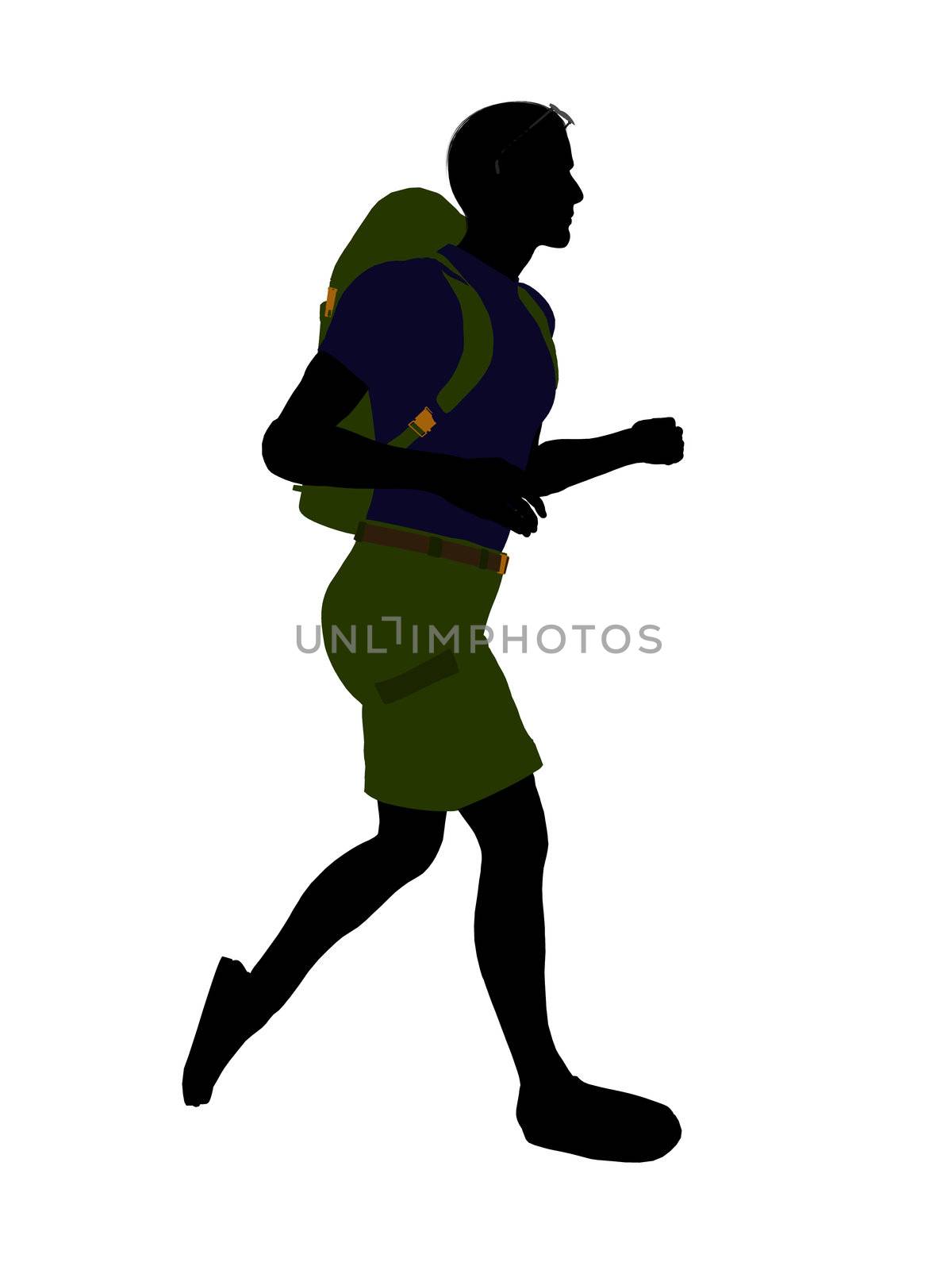 Guy hiker illustration silhouette on a white background