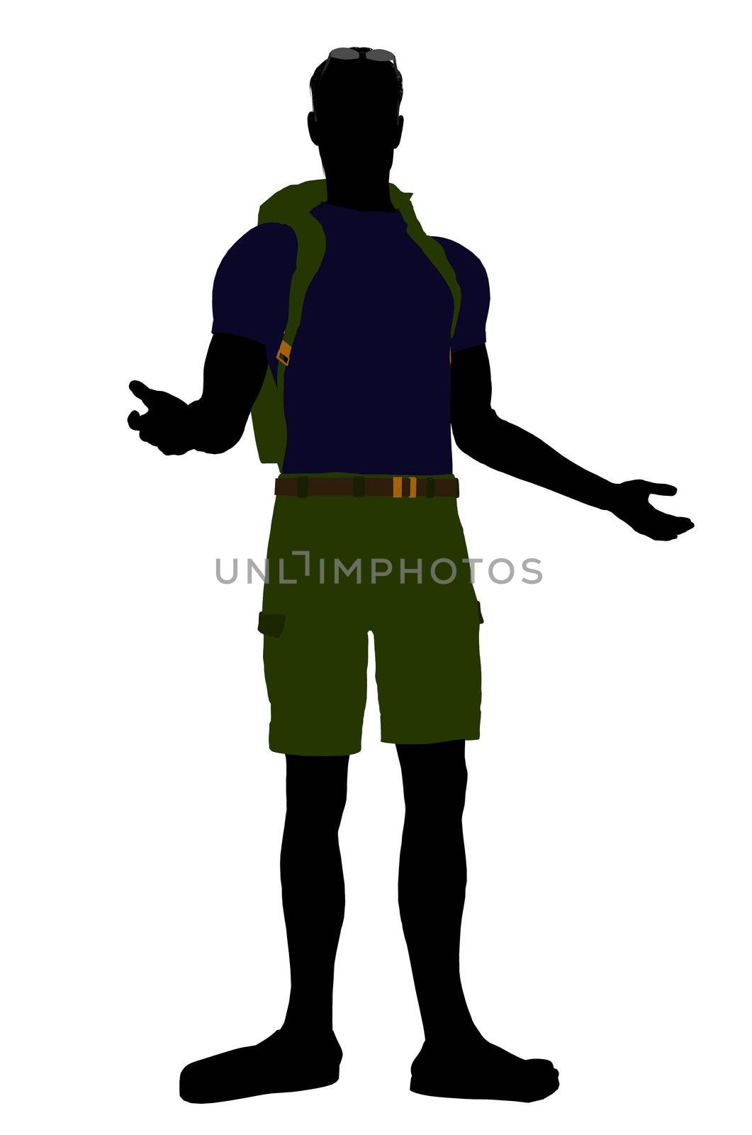 Guy hiker illustration silhouette on a white background