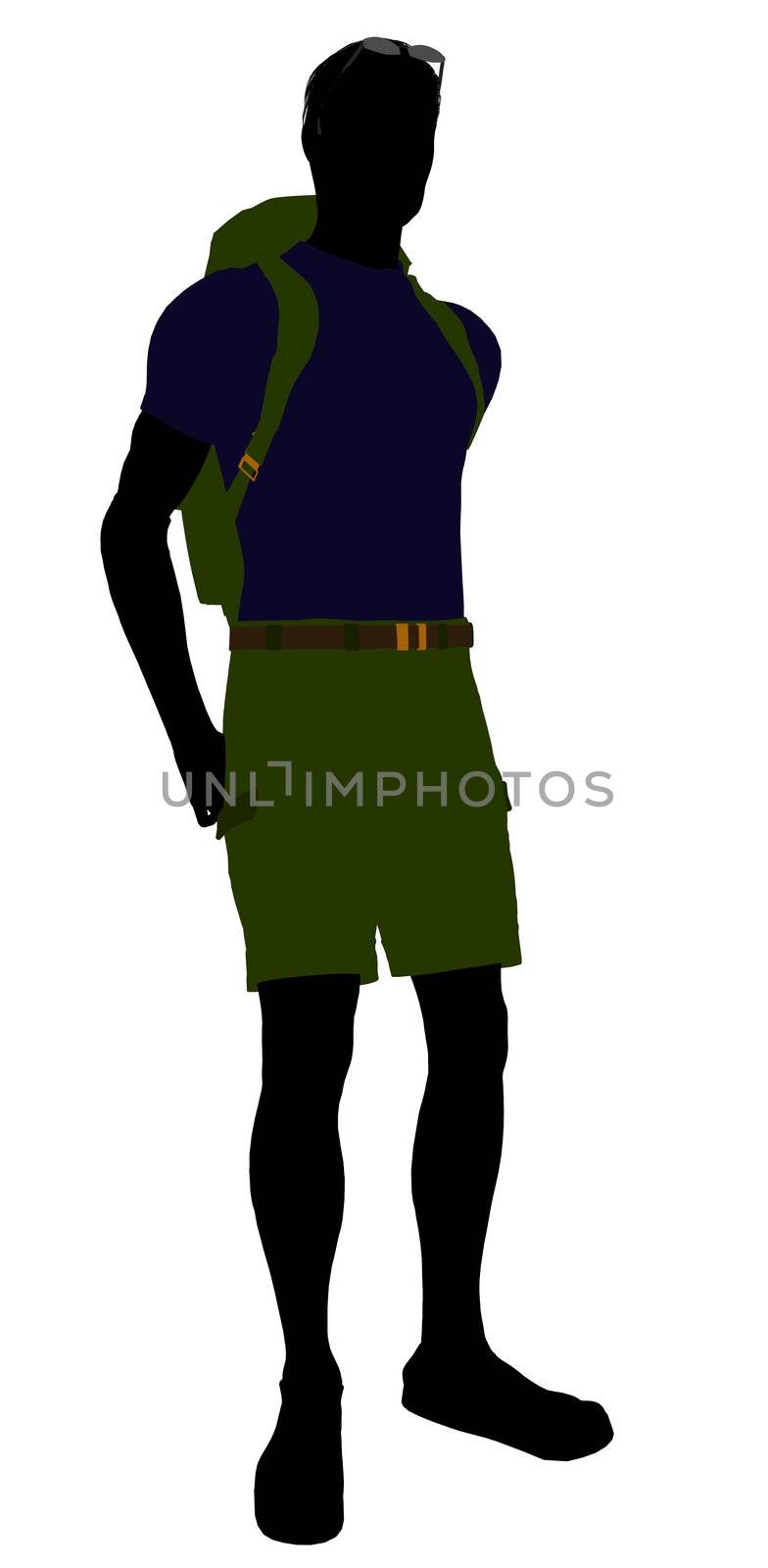 Guy hiker illustration silhouette on a white background