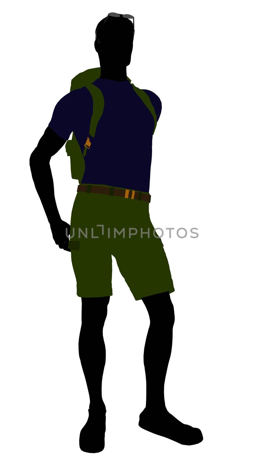Guy hiker illustration silhouette on a white background