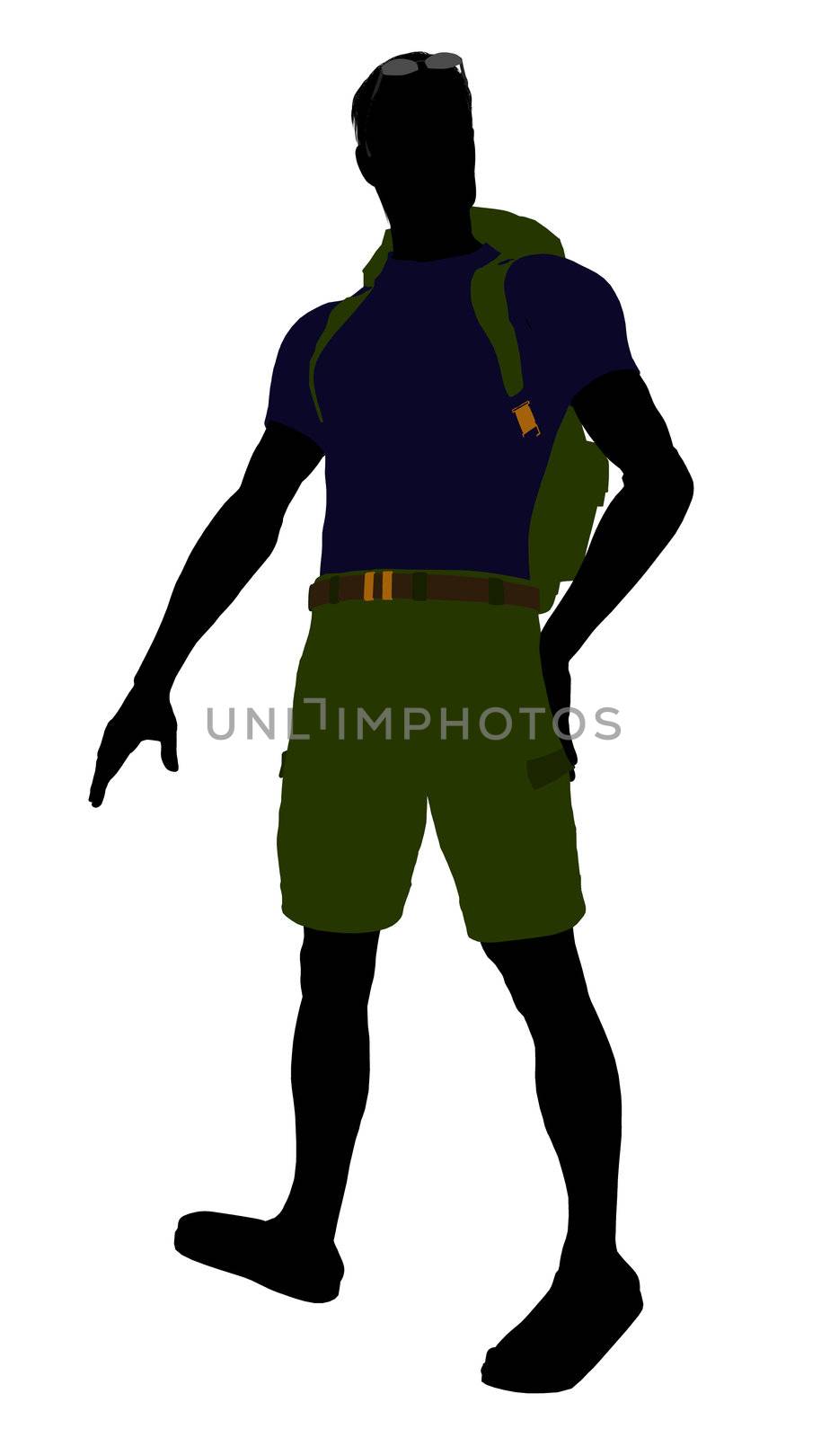 Guy hiker illustration silhouette on a white background